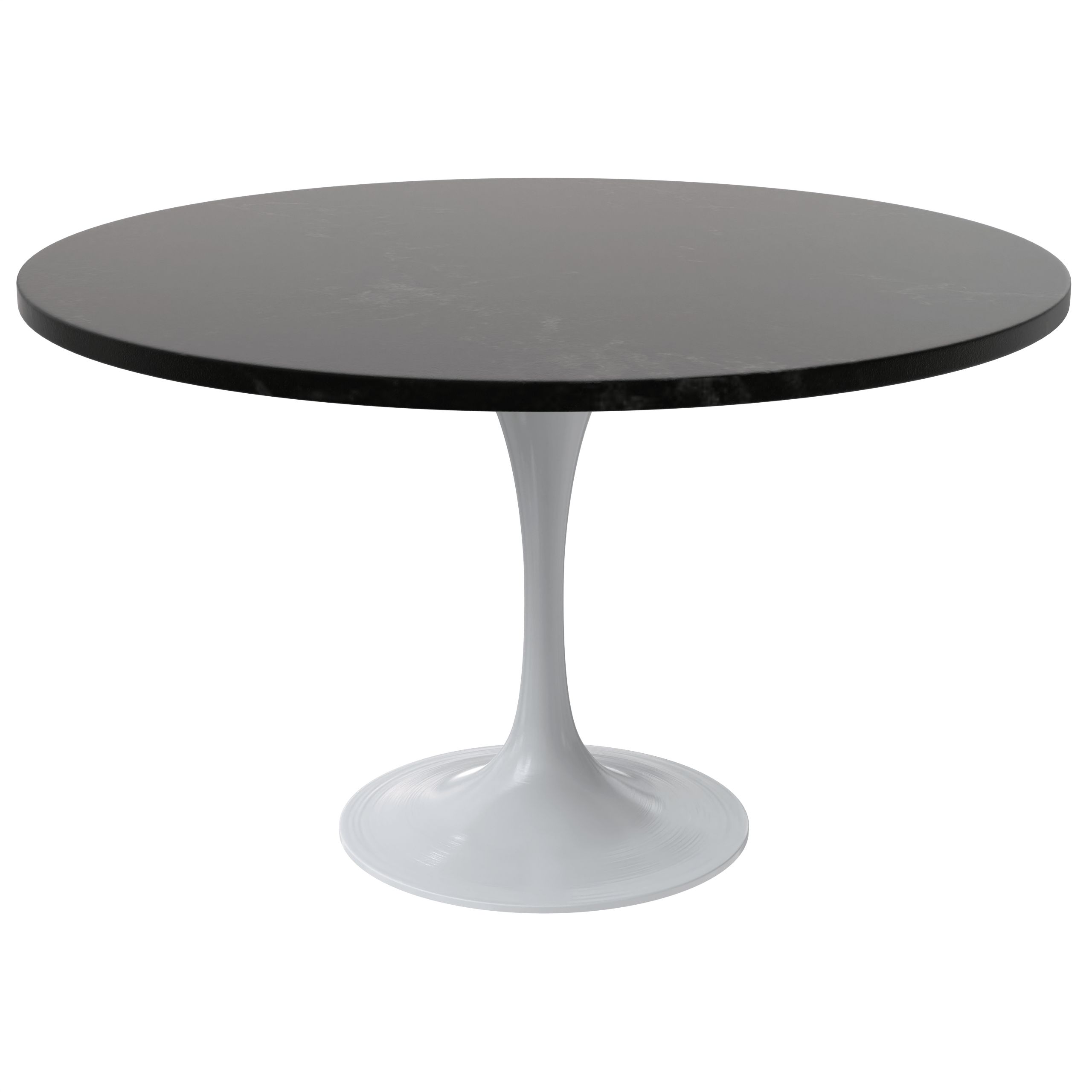 LeisureMod Verve Modern Round Dining Table with 27" MDF Tabletop and White Steel Pedestal Base