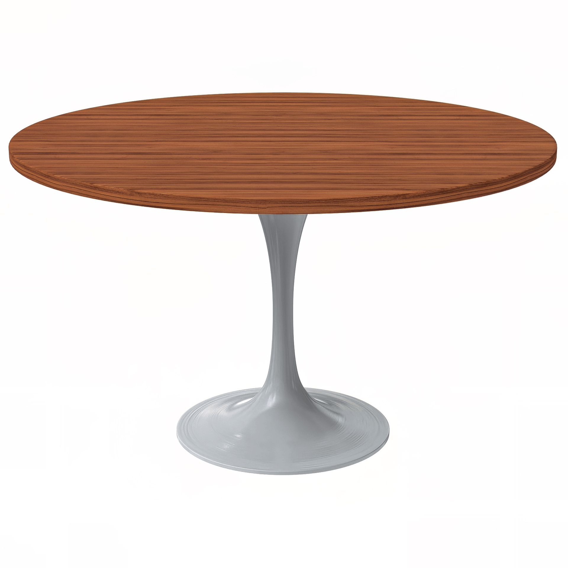 LeisureMod Verve Modern Round Dining Table with 27" MDF Tabletop and White Steel Pedestal Base