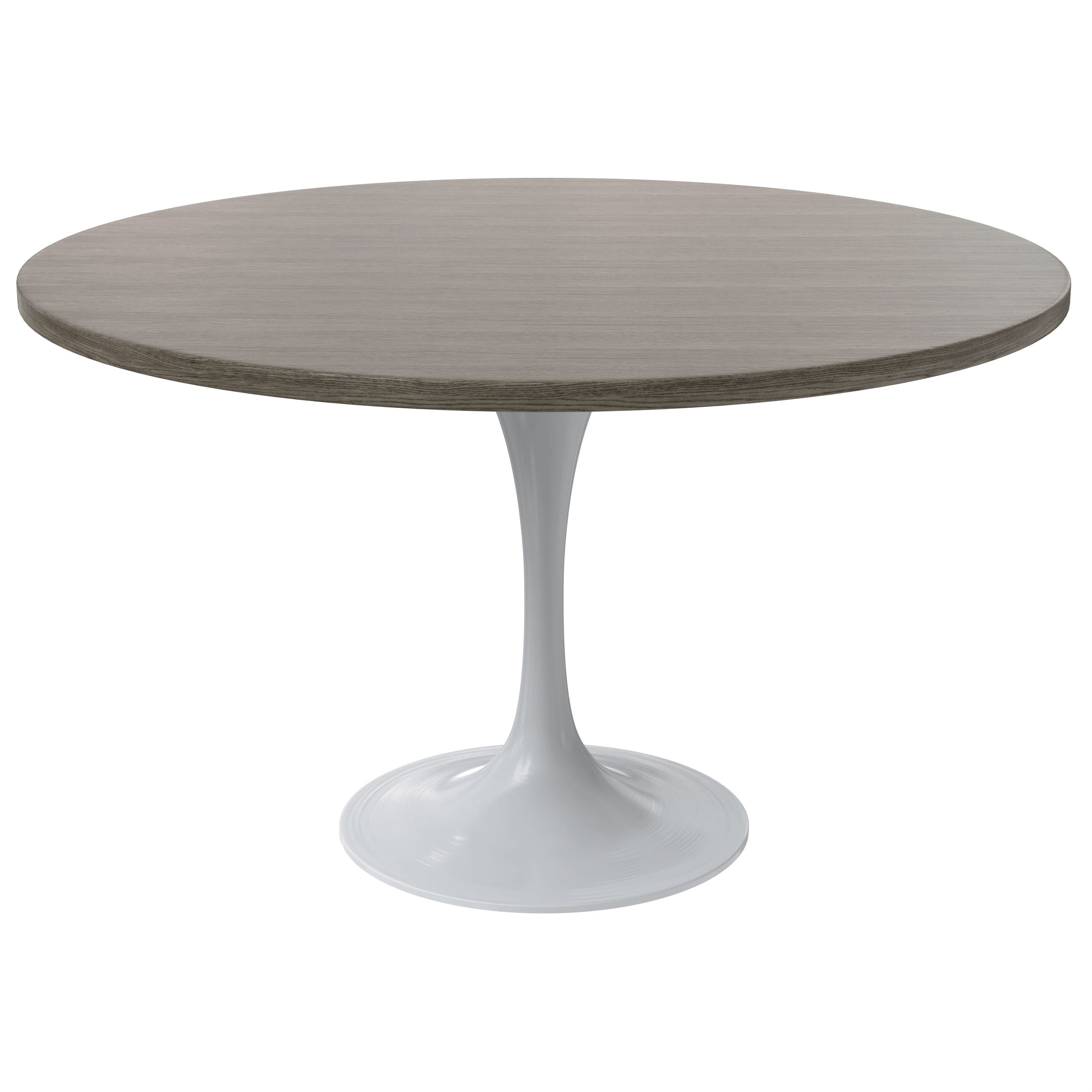 LeisureMod Verve Modern Round Dining Table with 27" MDF Tabletop and White Steel Pedestal Base