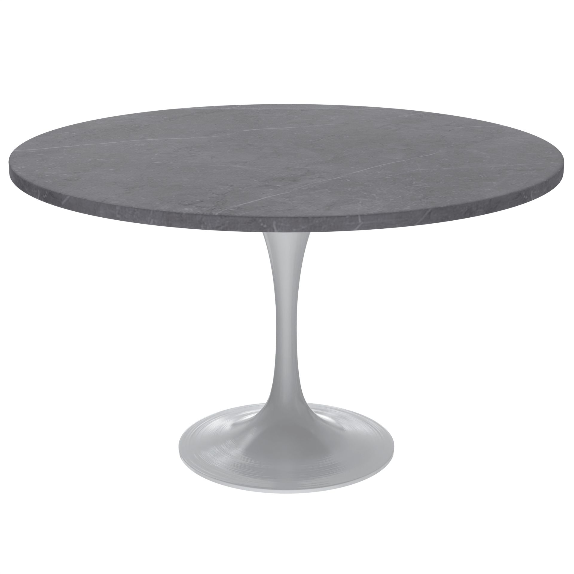 LeisureMod Verve Modern 48" Round Dining Table with Stone Top and Brushed Gold Pedestal Base