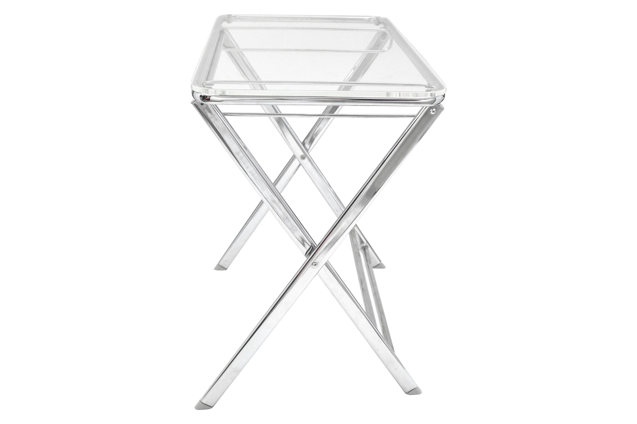 LeisureMod Victorian Foldable End Side Table Tray - Clear