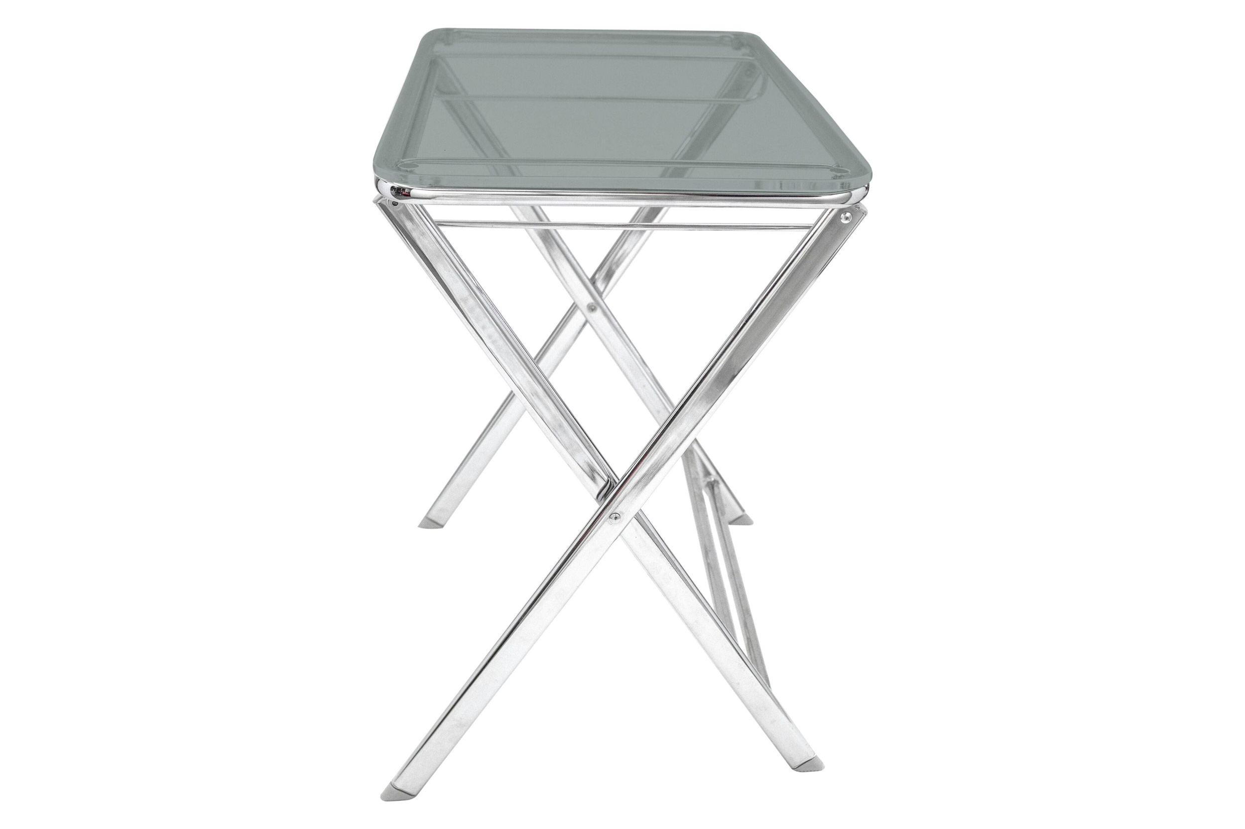 LeisureMod Victorian Foldable End Side Table Tray - Transparent Black