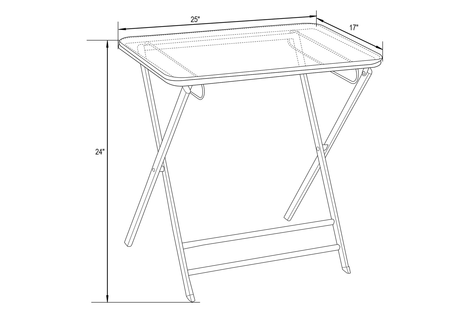 LeisureMod Victorian Foldable End Side Table Tray - Transparent Black