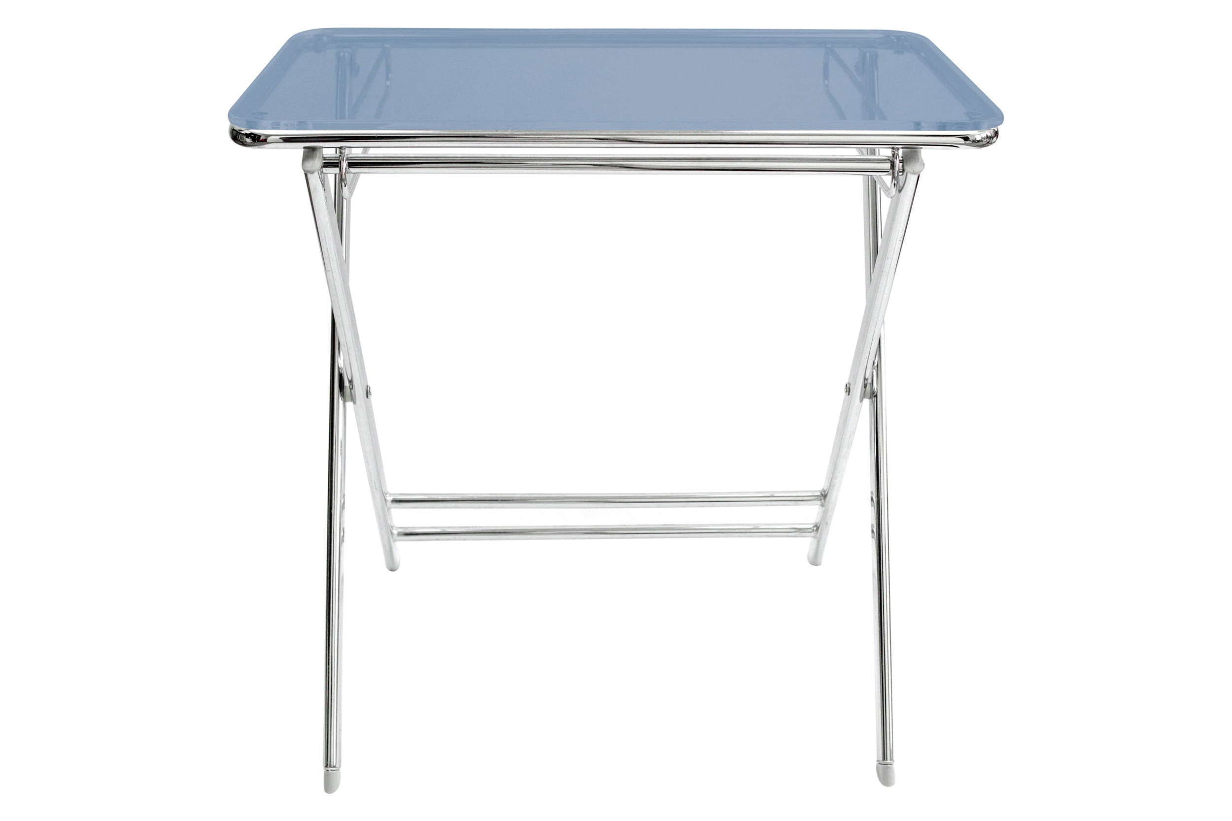 LeisureMod Victorian Foldable End Side Table Tray - Transparent Blue