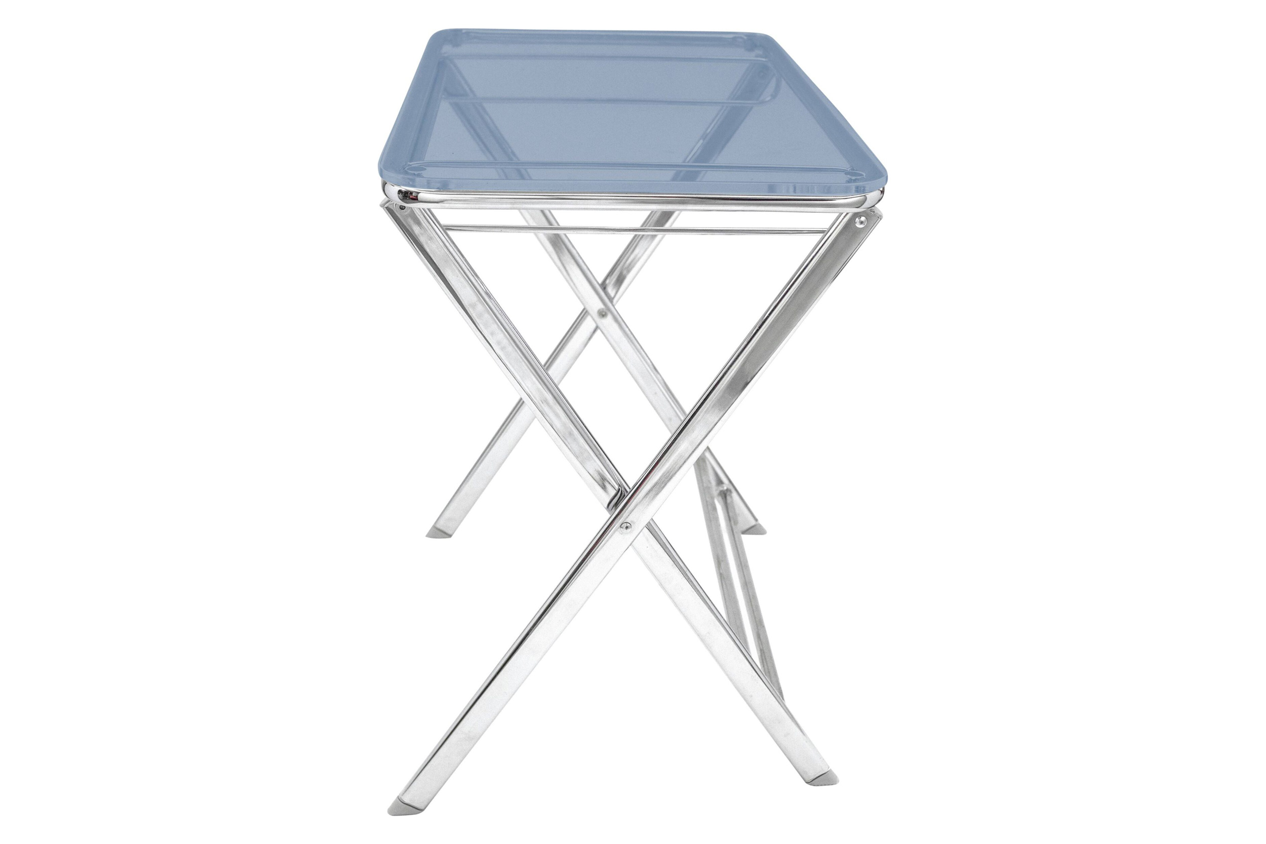 LeisureMod Victorian Foldable End Side Table Tray - Transparent Blue