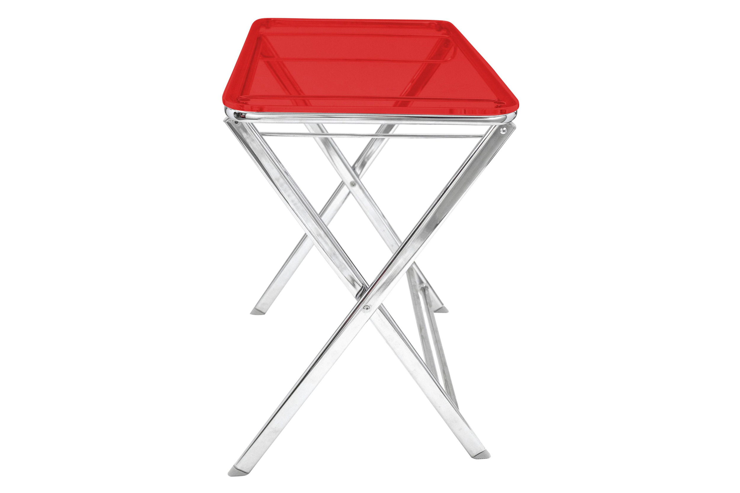 LeisureMod Victorian Foldable End Side Table Tray - Transparent Red