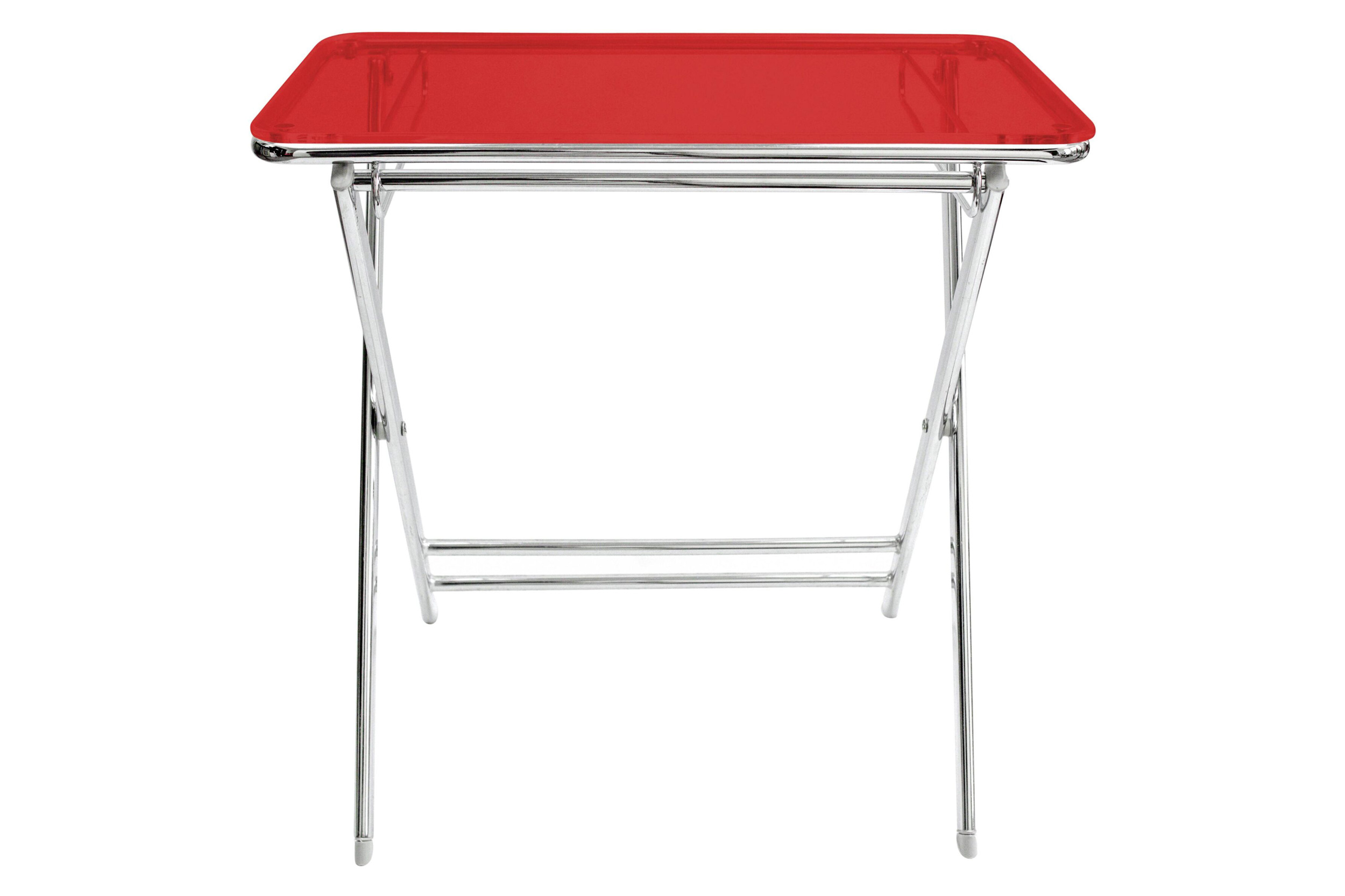 LeisureMod Victorian Foldable End Side Table Tray - Transparent Red