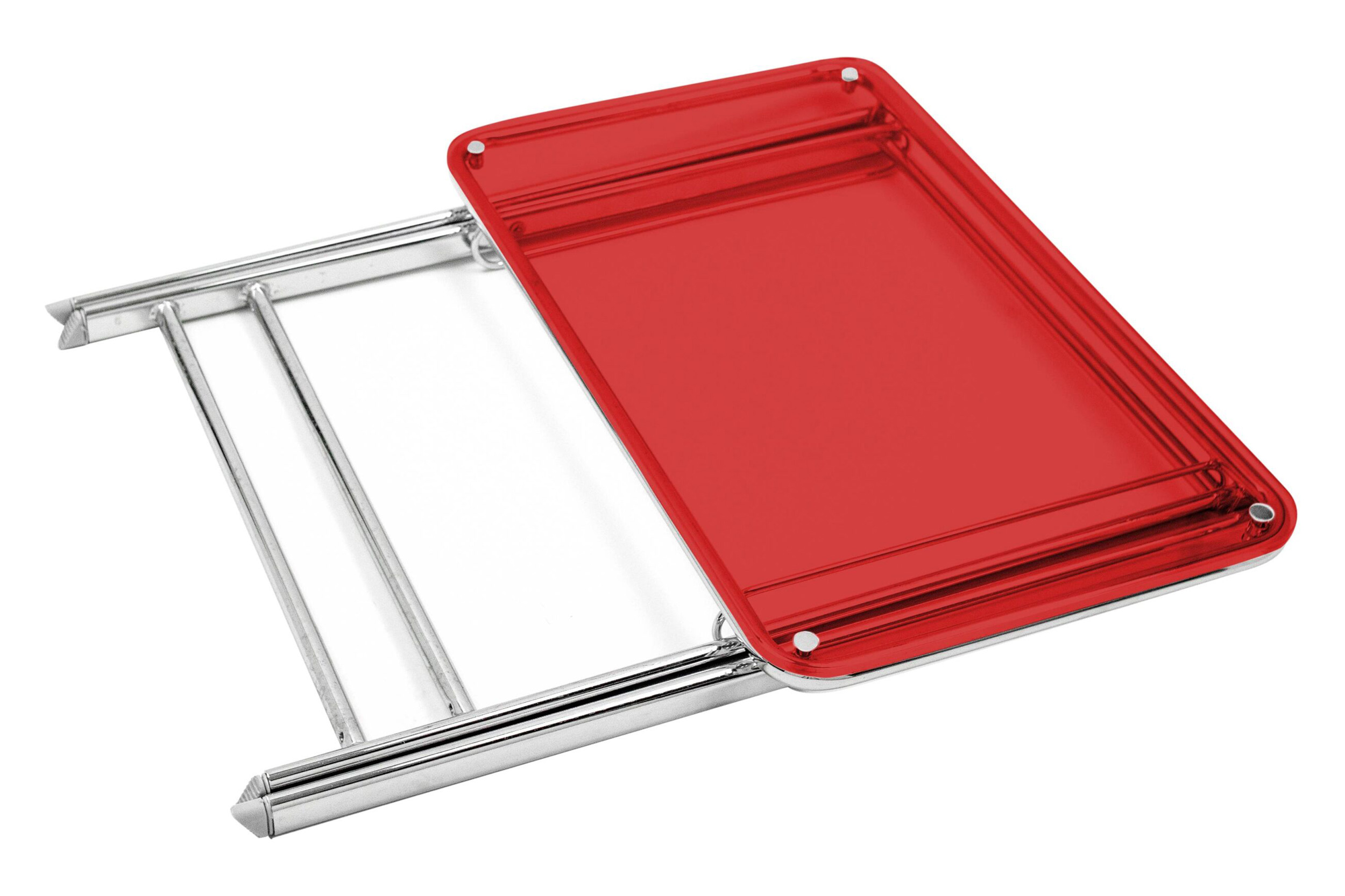 LeisureMod Victorian Foldable End Side Table Tray - Transparent Red