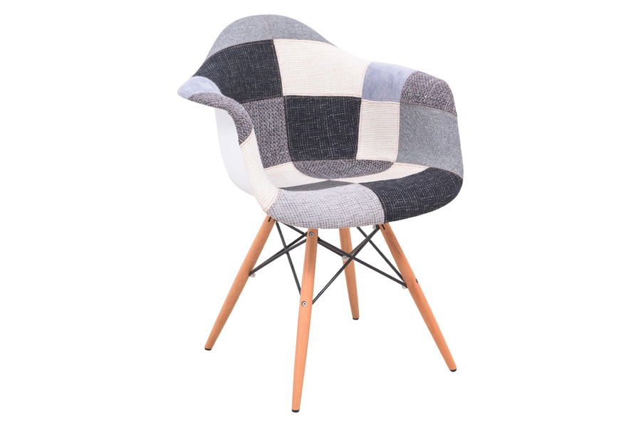 LeisureMod Willow Modern Fabric Eiffel Wooden Base Accent Side Chair