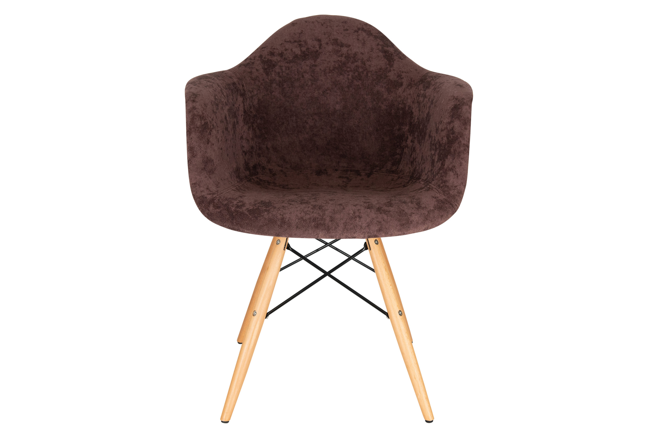 LeisureMod™ Willow Velvet Eiffel Wooden Base Accent Chair - Coffee Brown