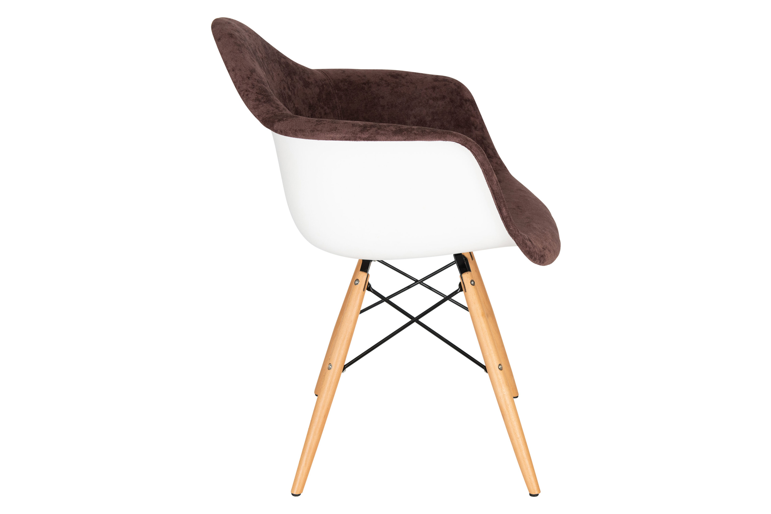 LeisureMod™ Willow Velvet Eiffel Wooden Base Accent Chair - Coffee Brown