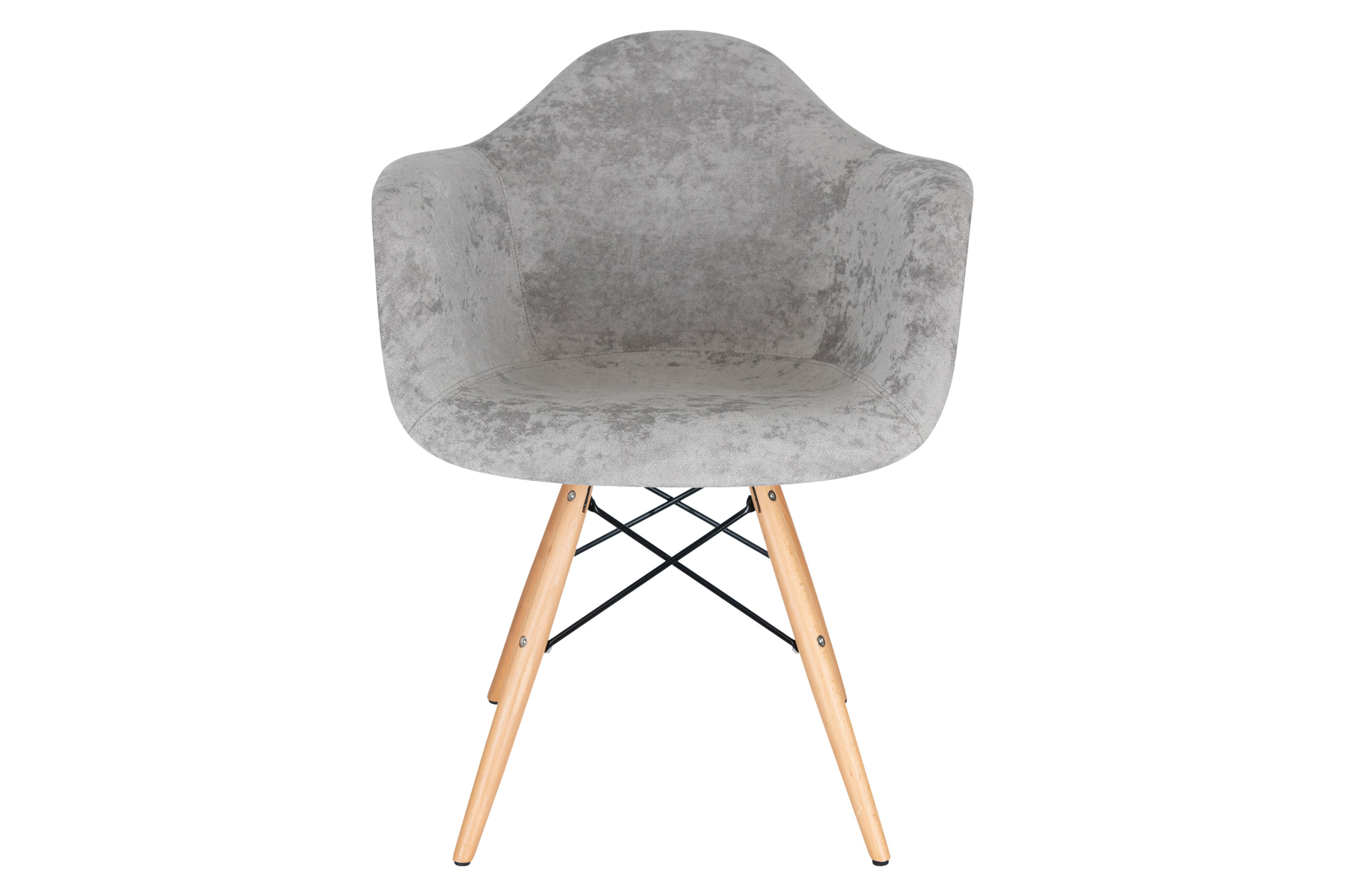 LeisureMod™ Willow Velvet Eiffel Wooden Base Accent Chair - Cloudy Gray