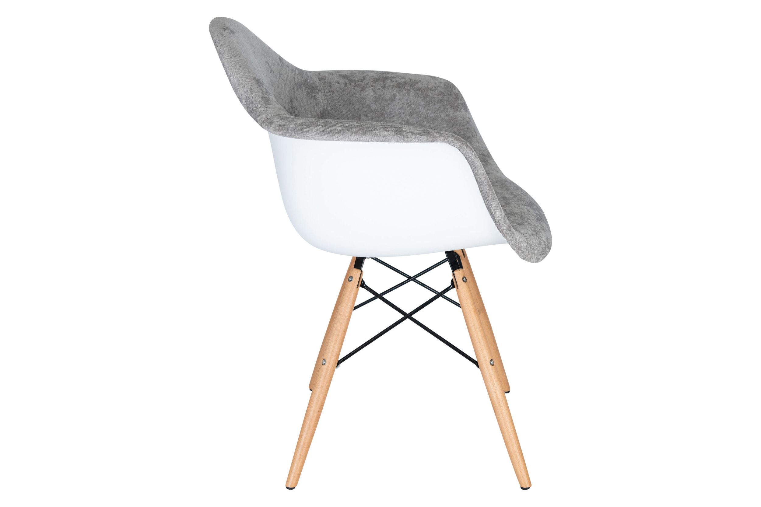 LeisureMod™ Willow Velvet Eiffel Wooden Base Accent Chair - Cloudy Gray