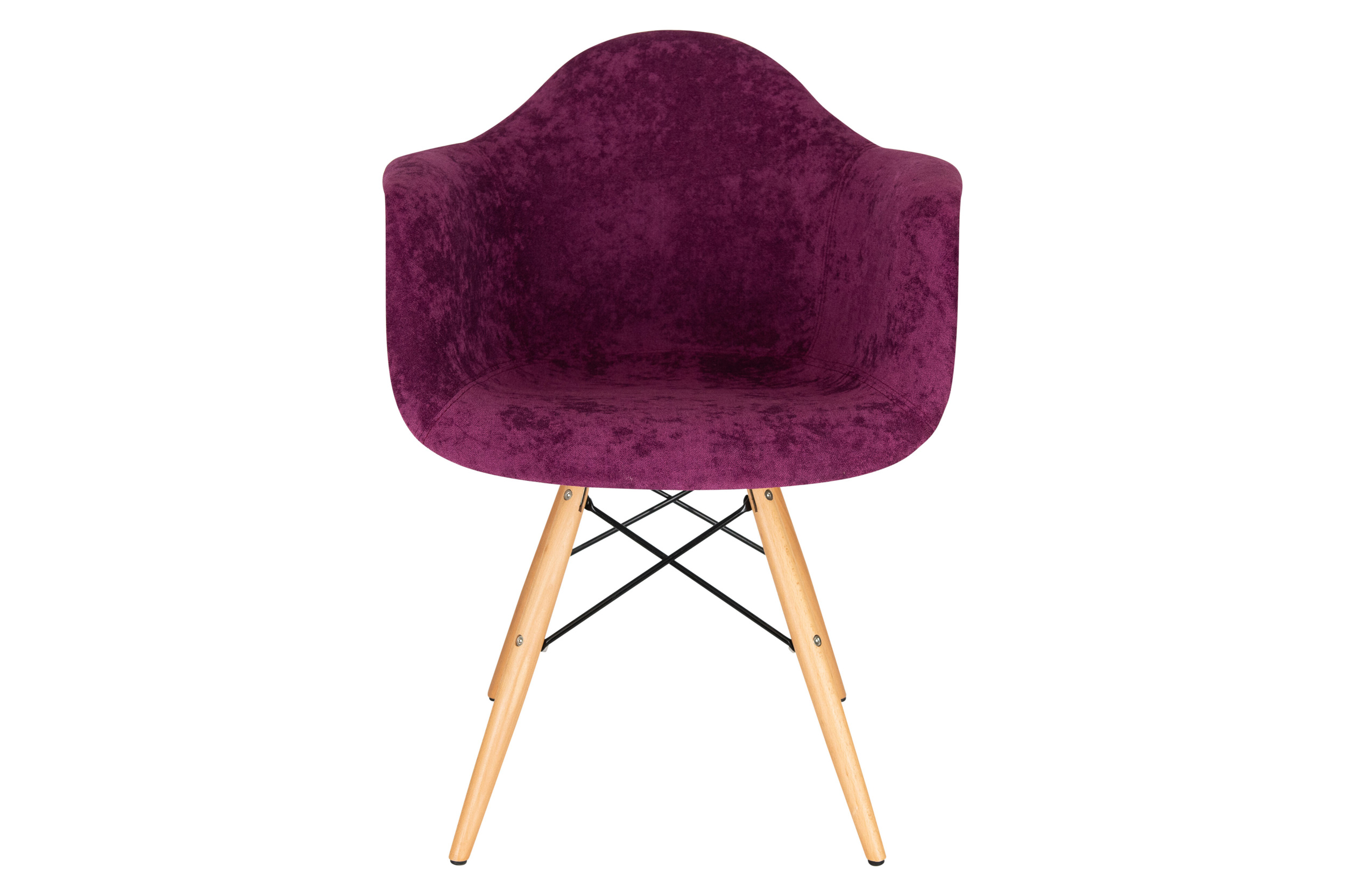 LeisureMod™ Willow Velvet Eiffel Wooden Base Accent Chair - Purple