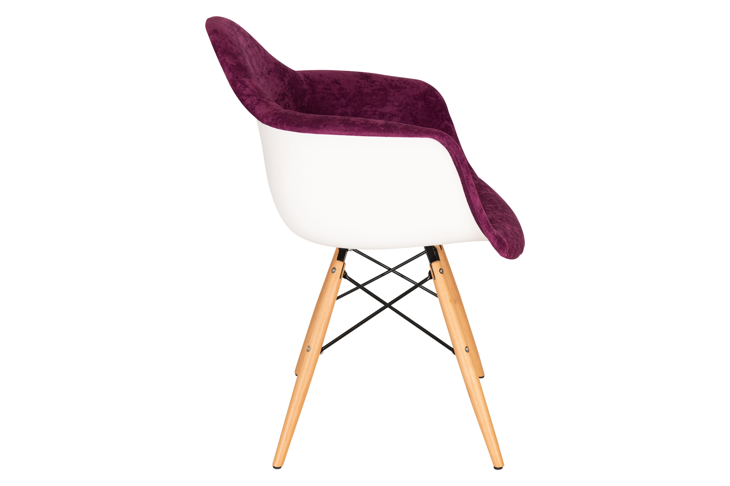 LeisureMod™ Willow Velvet Eiffel Wooden Base Accent Chair - Purple