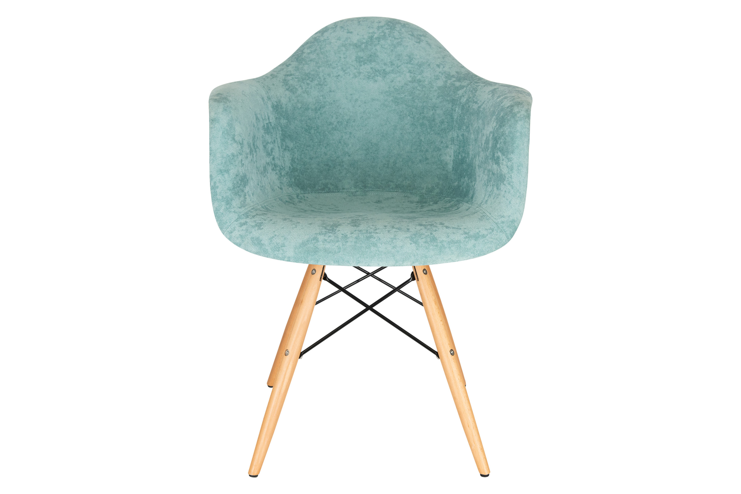 LeisureMod™ Willow Velvet Eiffel Wooden Base Accent Chair - Teal