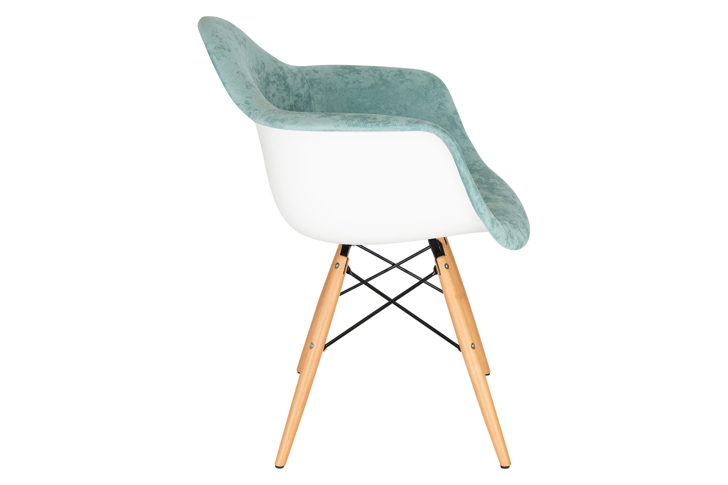 LeisureMod™ Willow Velvet Eiffel Wooden Base Accent Chair - Teal