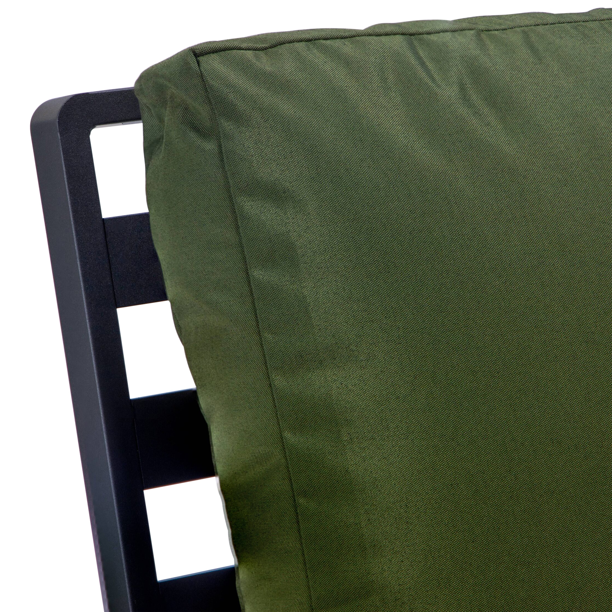 LeisureMod Walbrooke Modern Outdoor Patio Loveseat with Black Aluminum Frame and Removable Cushions - Green