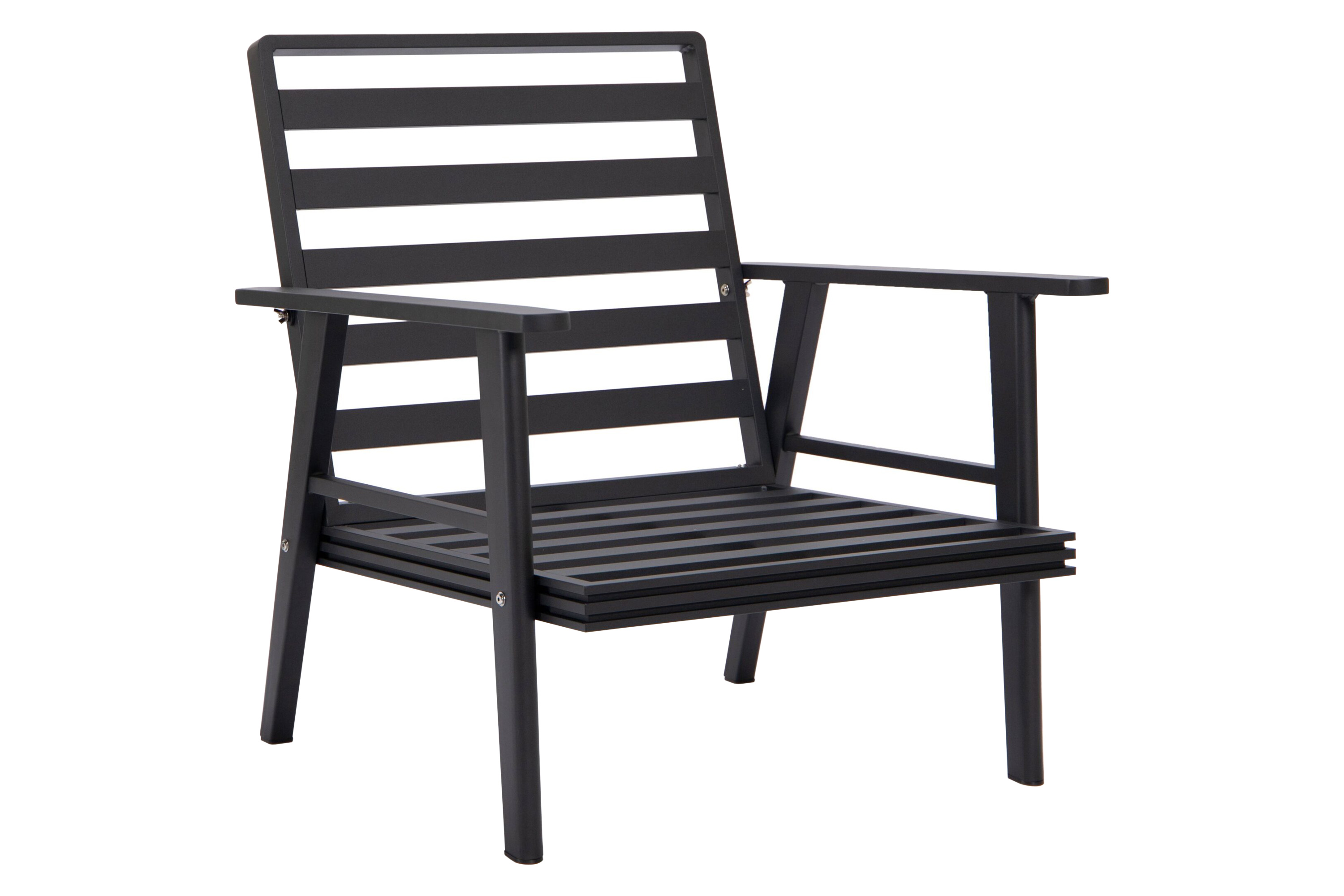 LeisureMod Walbrooke Modern 3-Piece Outdoor Patio Set with Black Aluminum Frame - Beige