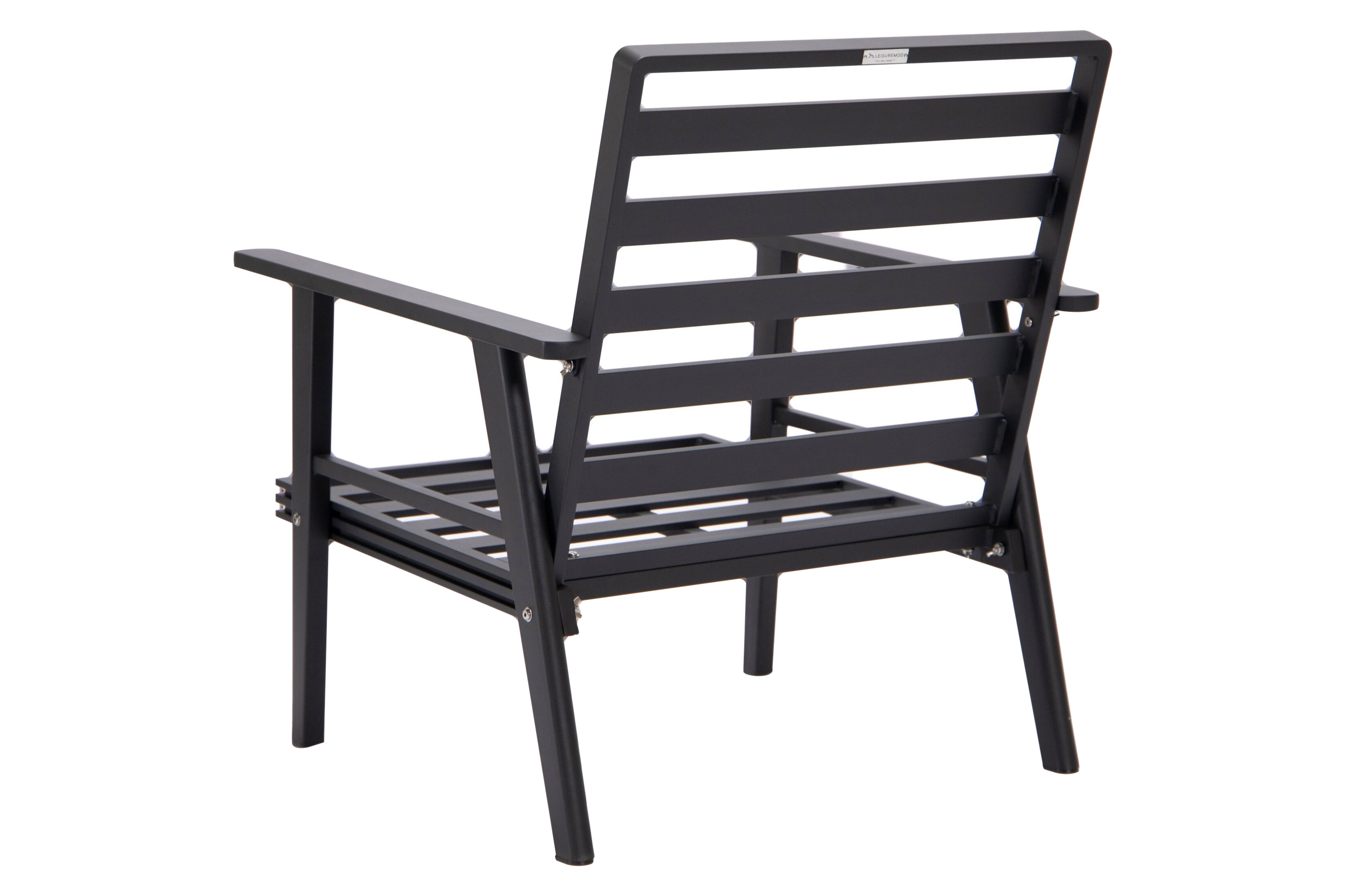 LeisureMod Walbrooke Modern 3-Piece Outdoor Patio Set with Black Aluminum Frame - Charcoal