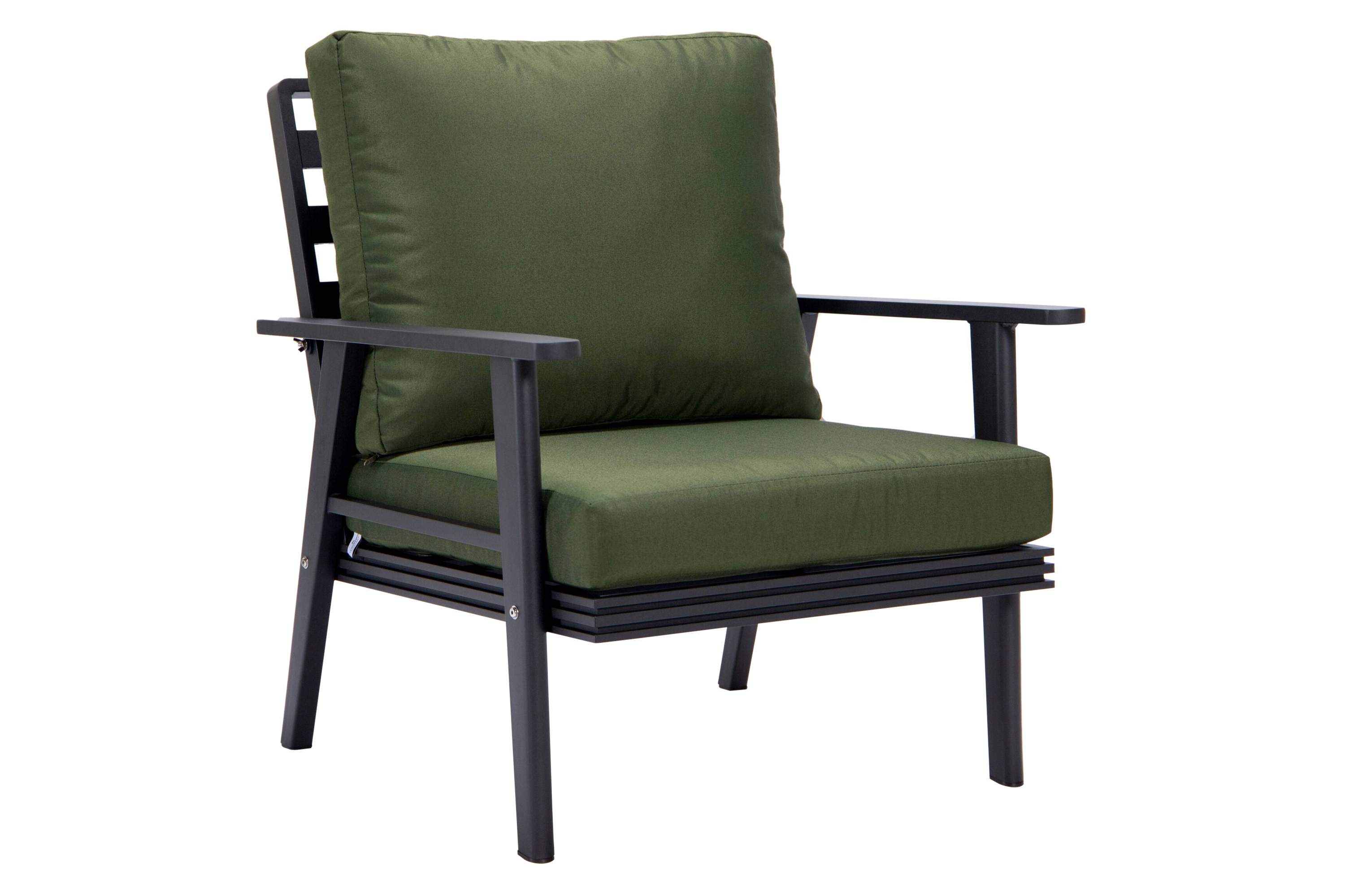 LeisureMod Walbrooke Modern 3-Piece Outdoor Patio Set with Black Aluminum Frame - Green