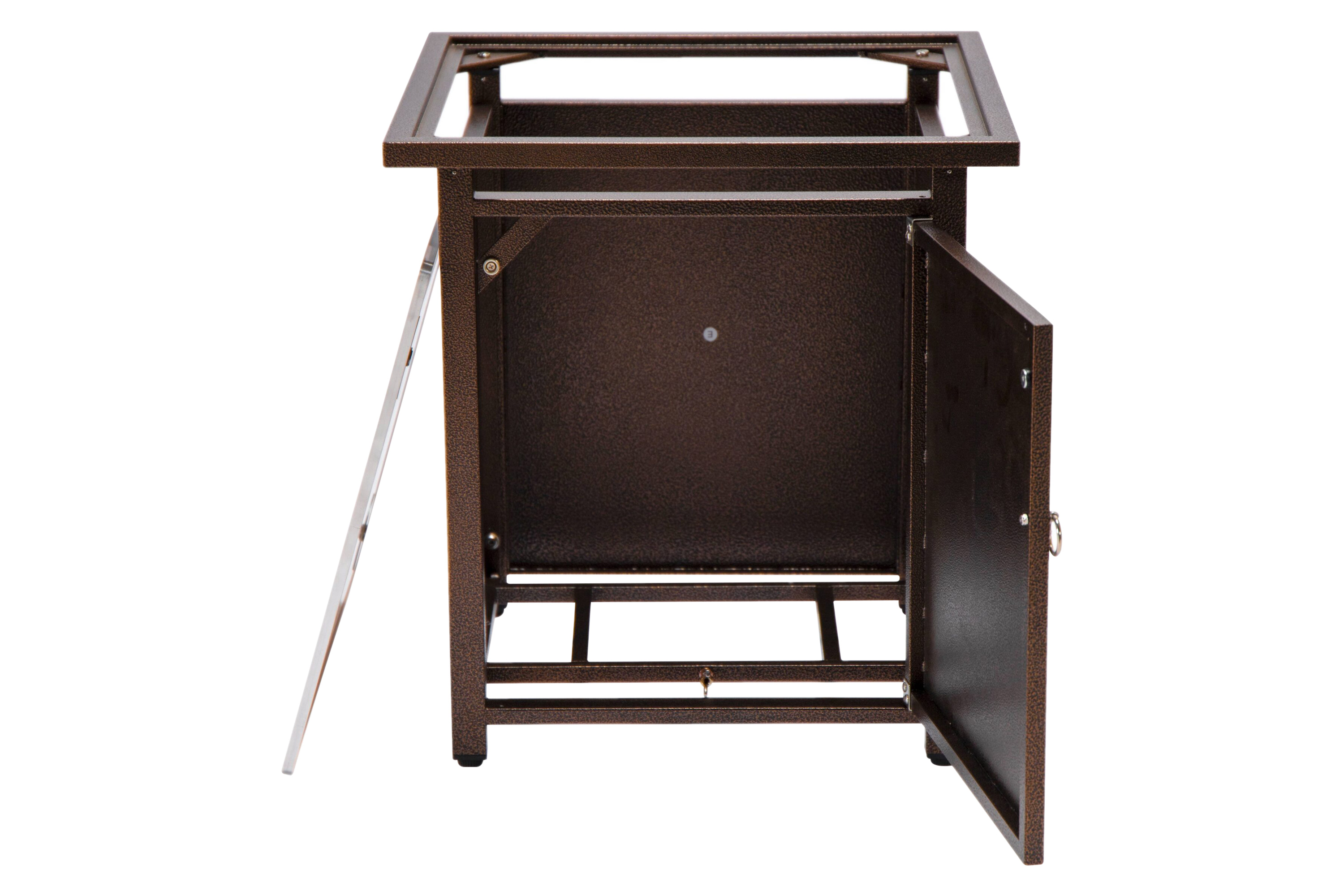 LeisureMod Walbrooke Outdoor Patio Square Fire Pit and Tank Holder - Brown