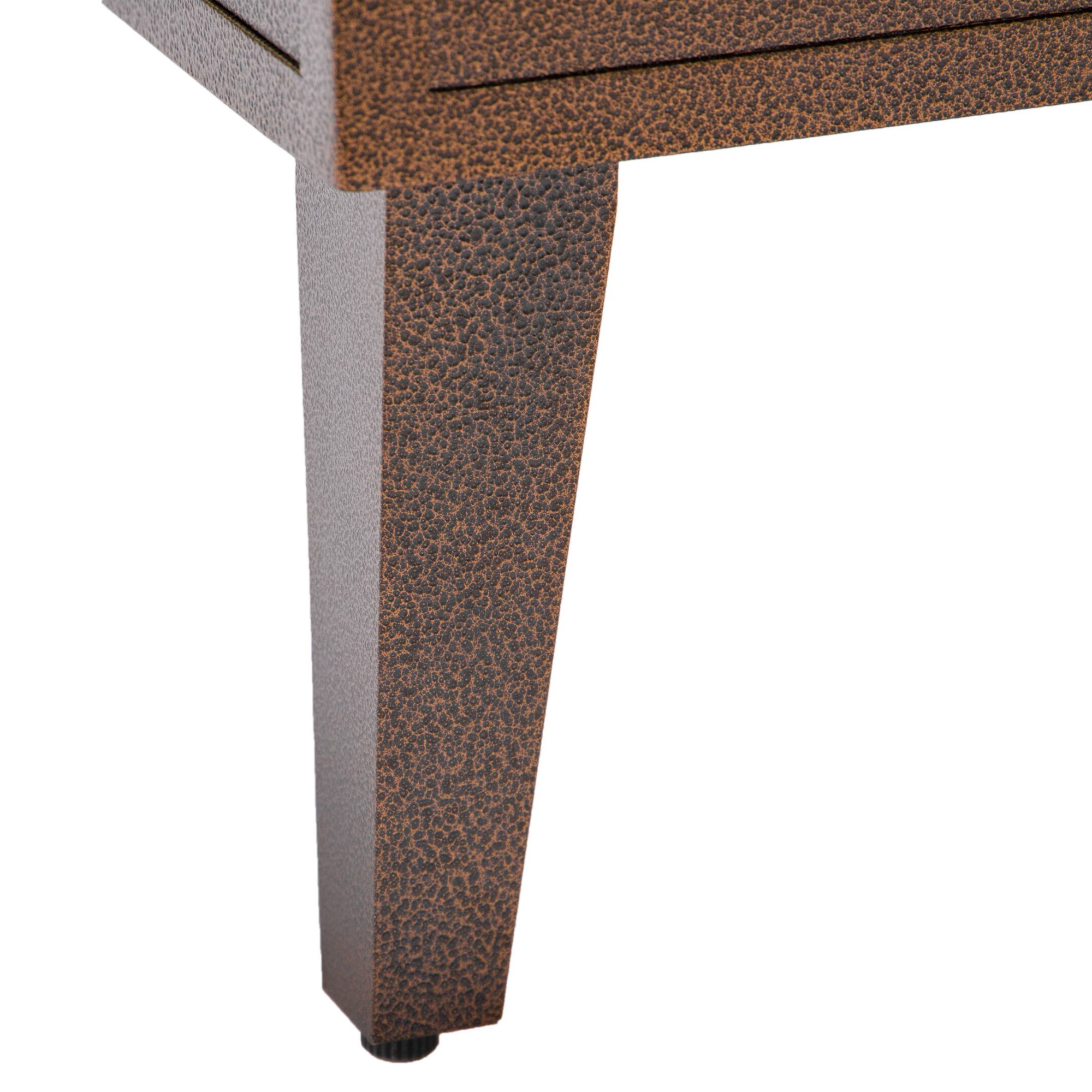 LeisureMod Walbrooke Modern Outdoor Square Fire Pit Table with Powder-Coated Aluminum Frame - Brown