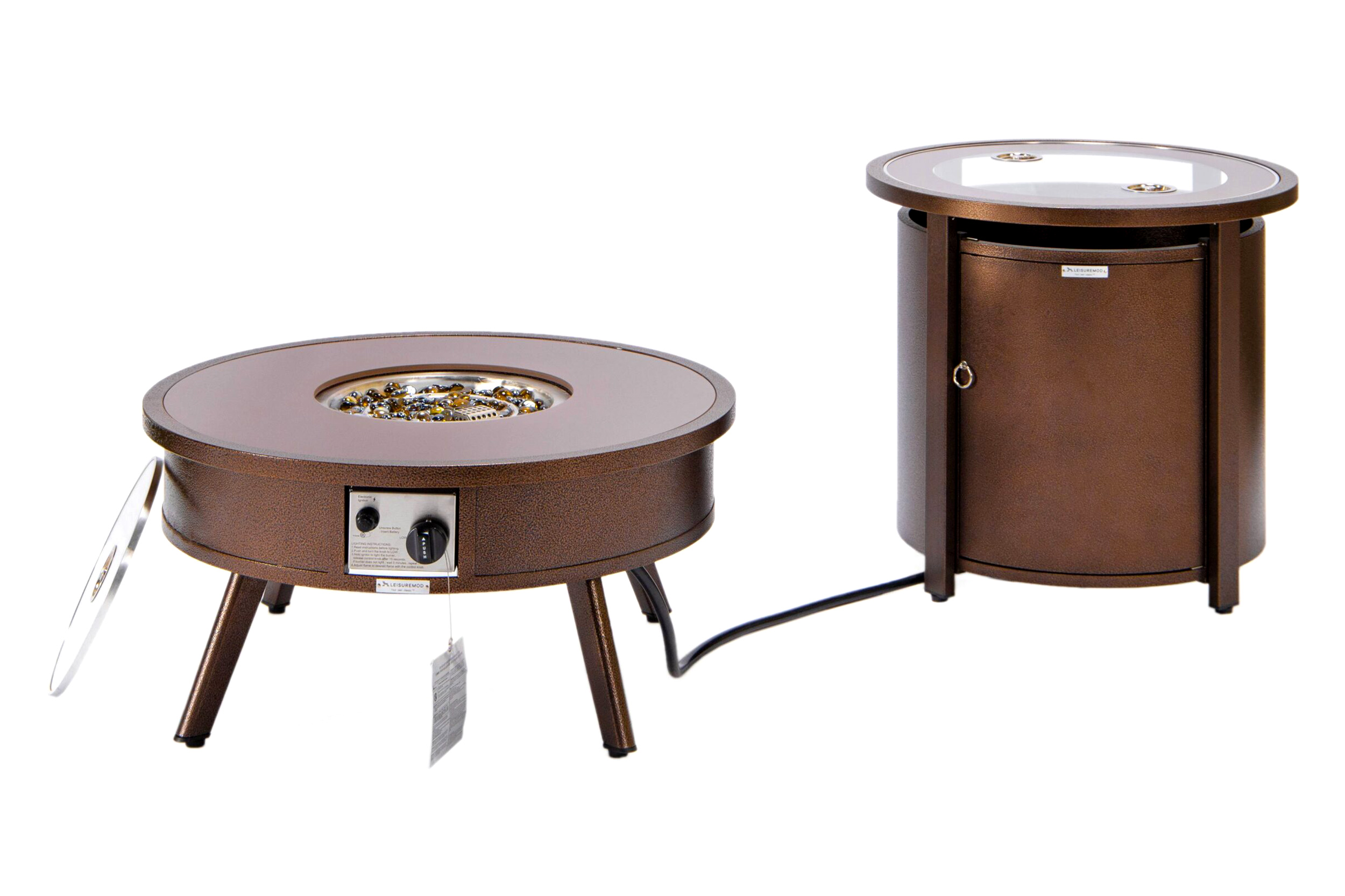 LeisureMod Walbrooke Outdoor Patio Round Fire Pit and Tank Holder