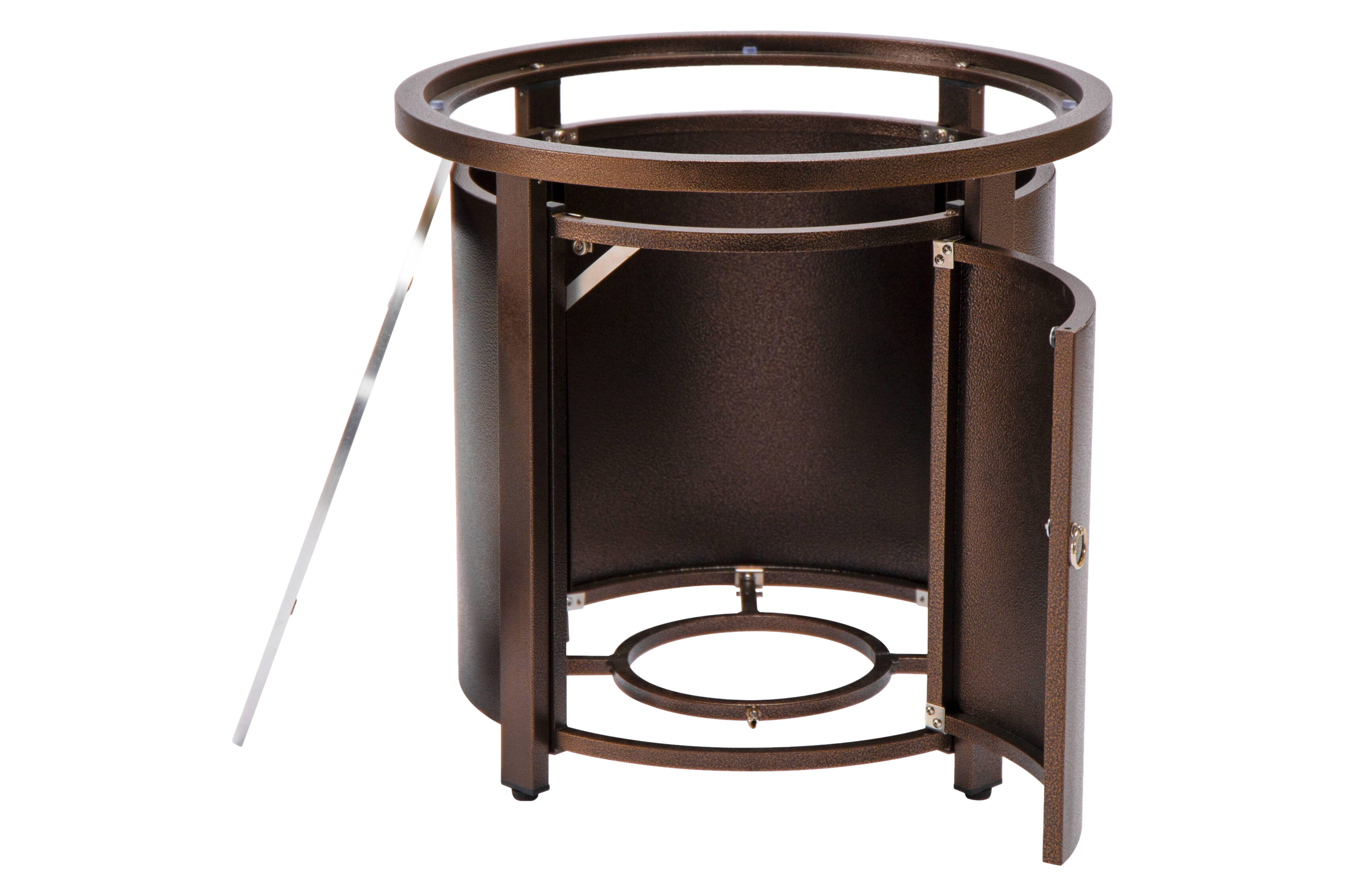 LeisureMod Walbrooke Outdoor Patio Round Fire Pit and Tank Holder - Brown