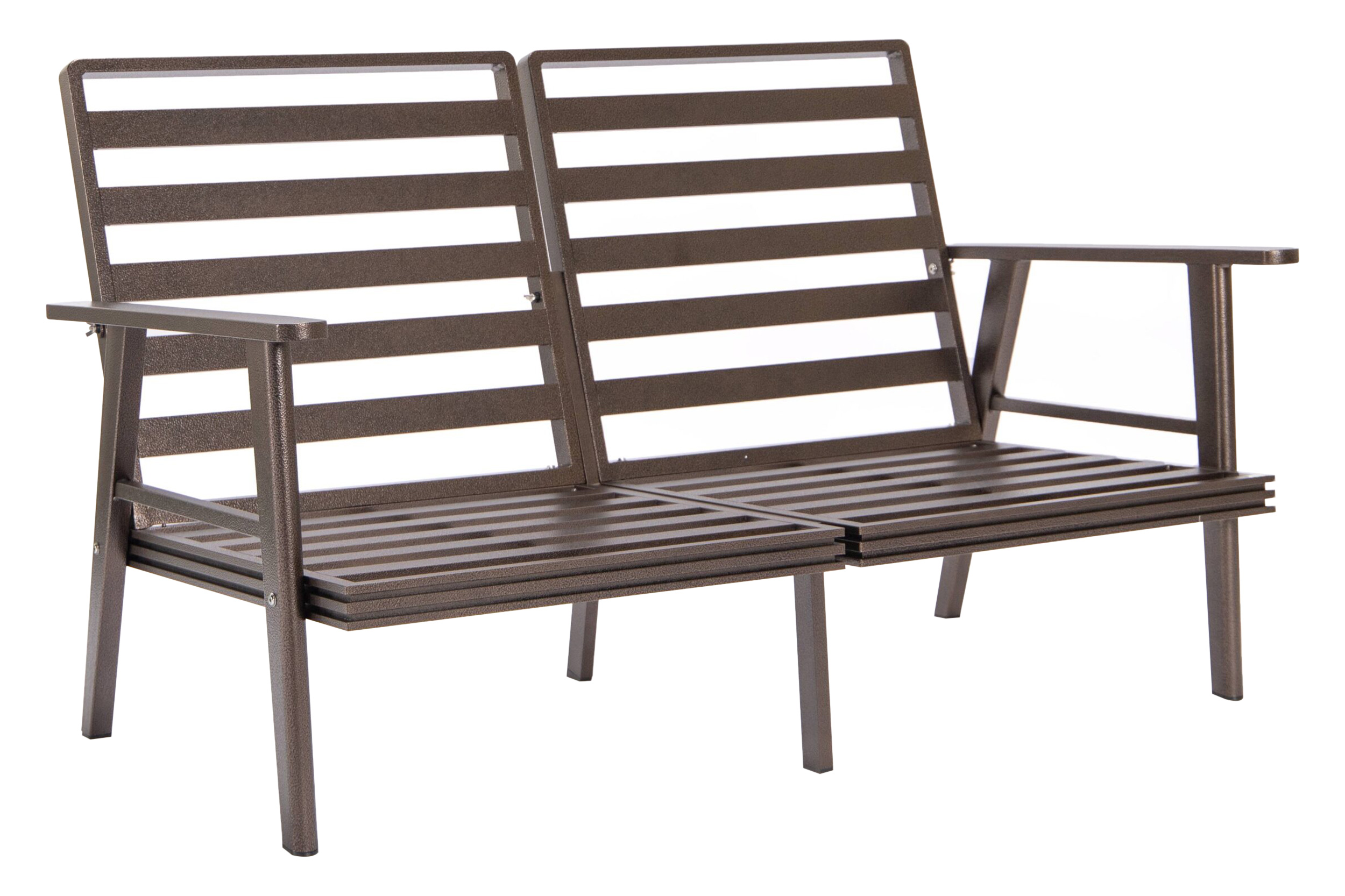 LeisureMod Walbrooke Modern Outdoor Patio Loveseat with Brown Aluminum Frame and Removable Cushions - Charcoal