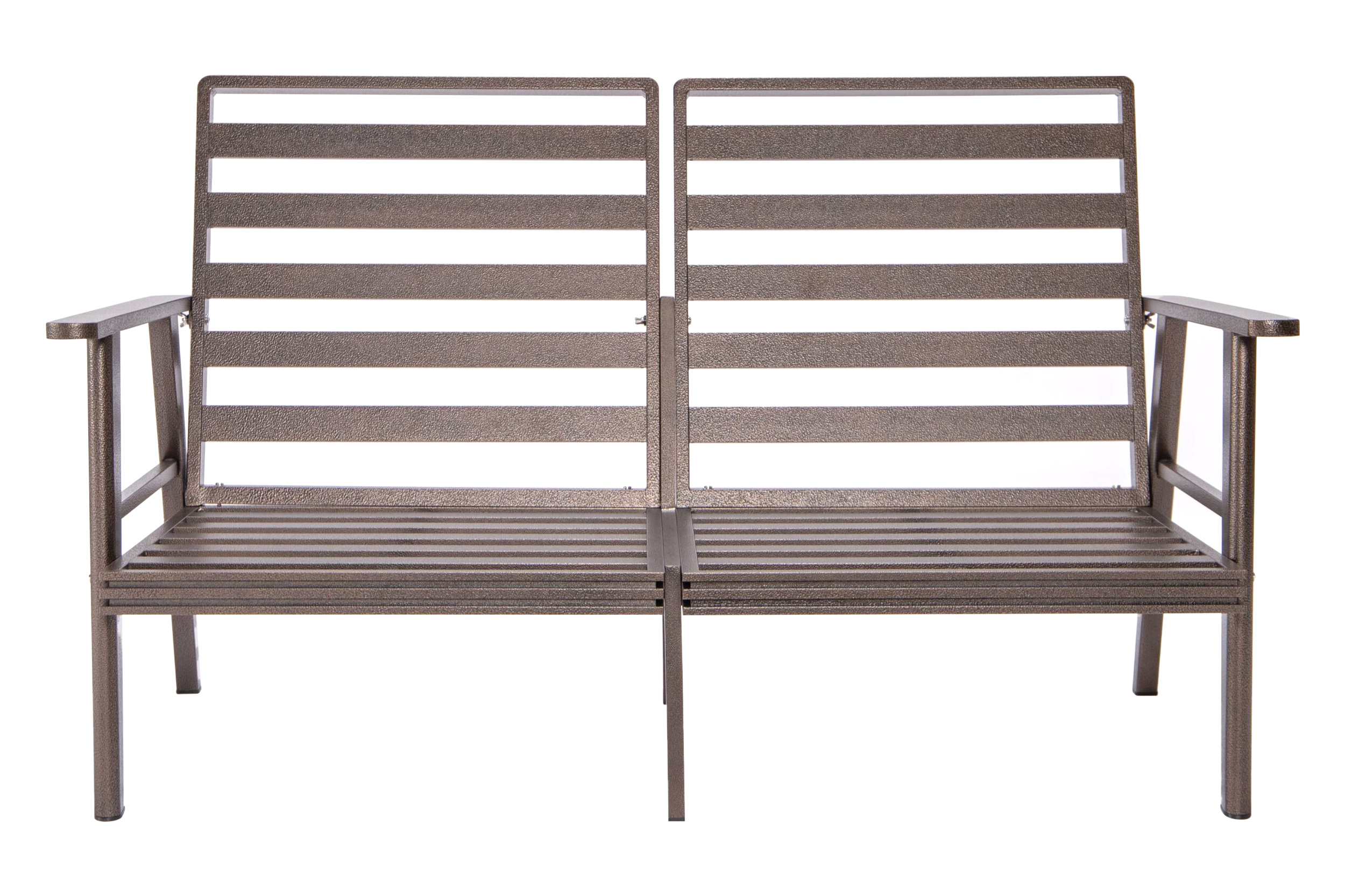 LeisureMod Walbrooke Modern Outdoor Patio Loveseat with Brown Aluminum Frame and Removable Cushions - Charcoal