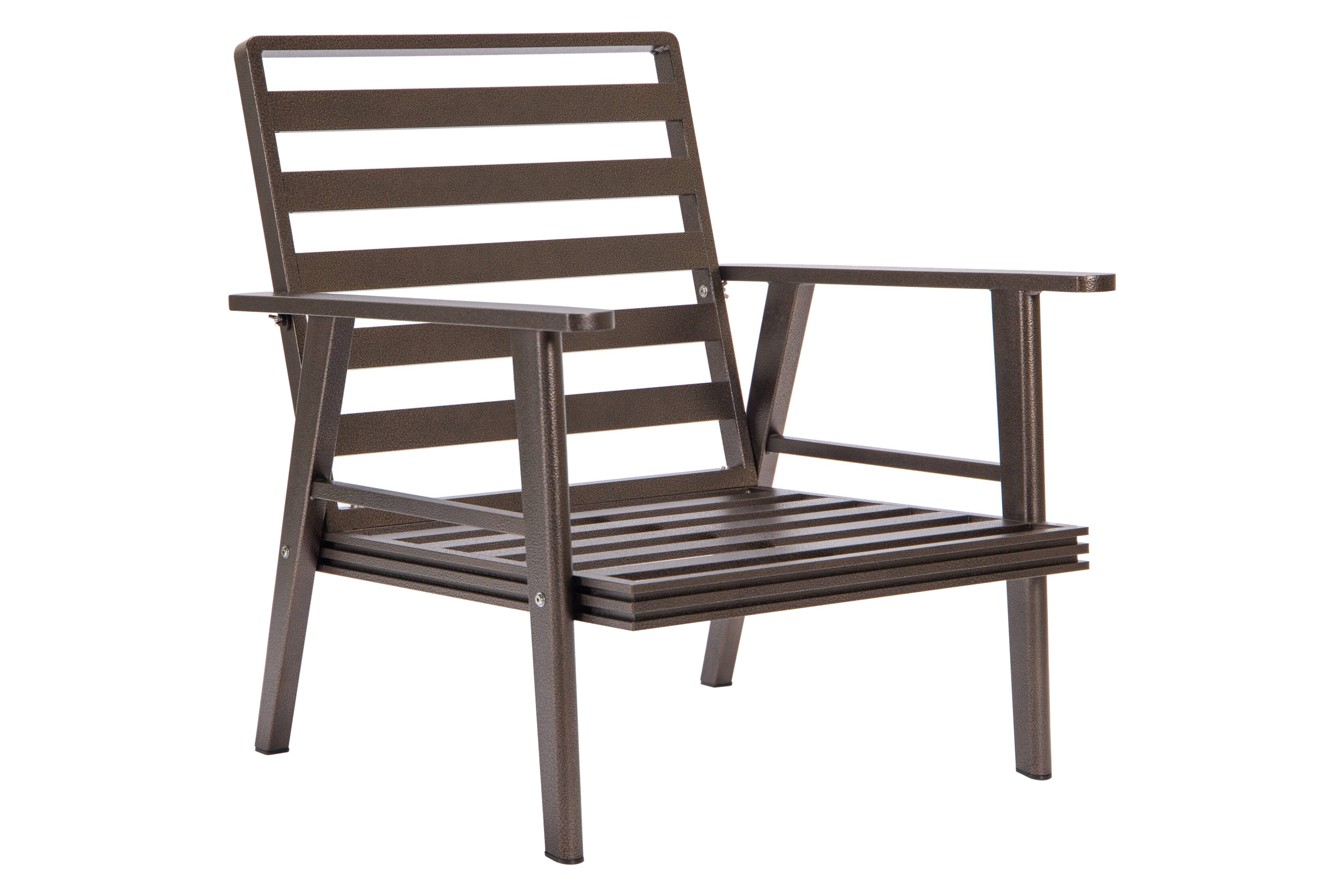 LeisureMod Walbrooke Modern 3-Piece Outdoor Patio Set with Brown Aluminum Frame - Beige