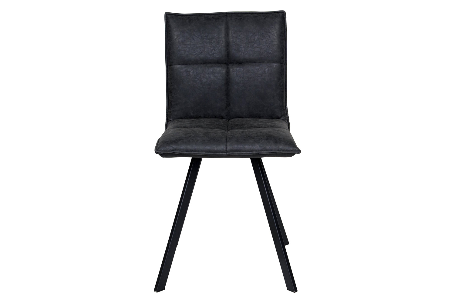 LeisureMod Wesley Modern Leather Dining Chair with Metal Legs - Charcoal/Black