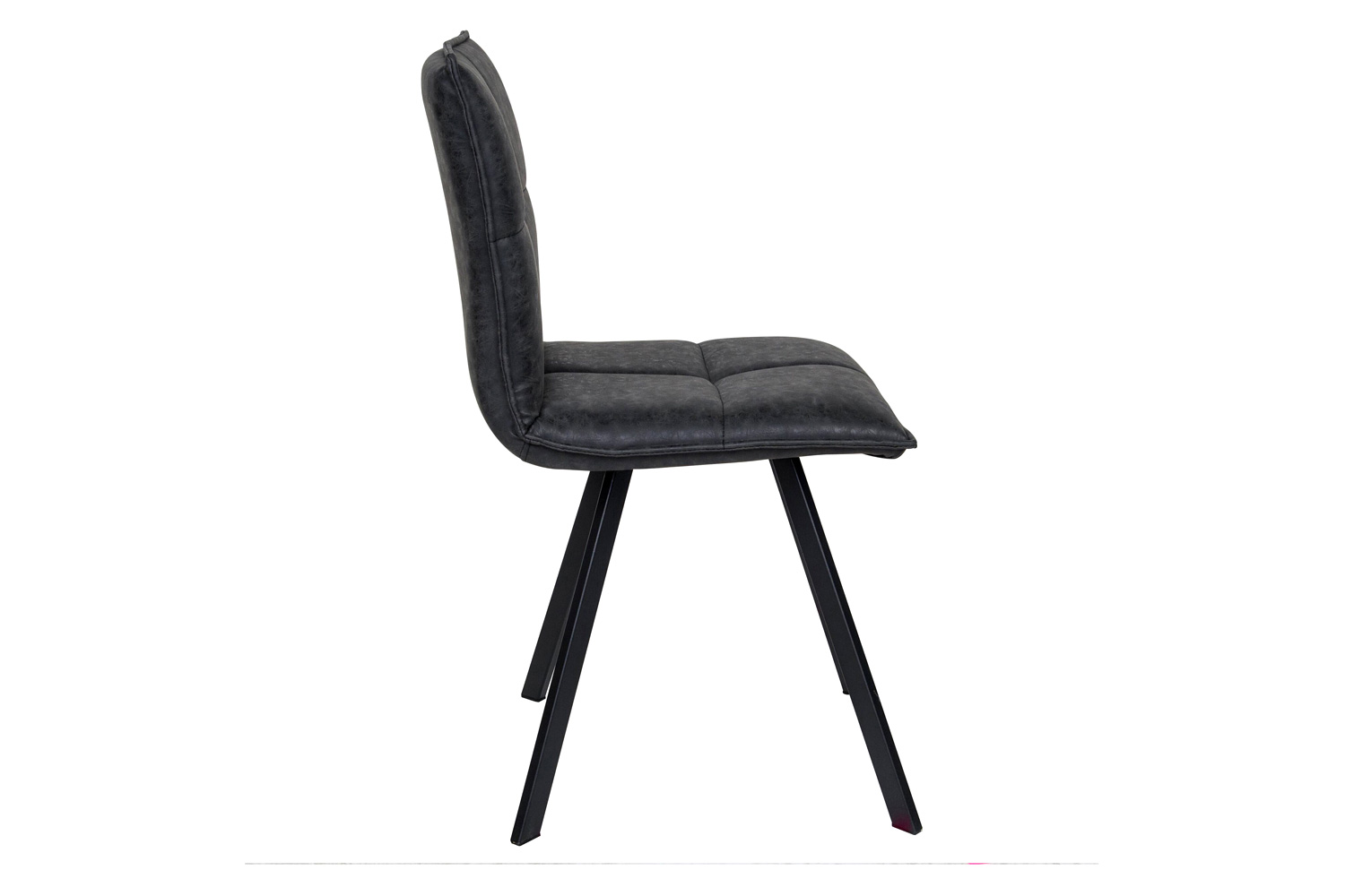 LeisureMod Wesley Modern Leather Dining Chair with Metal Legs - Charcoal/Black