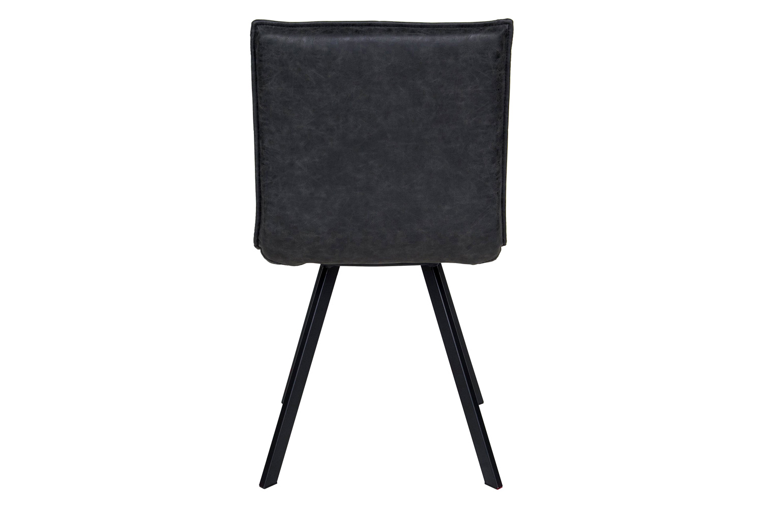 LeisureMod Wesley Modern Leather Dining Chair with Metal Legs - Charcoal/Black