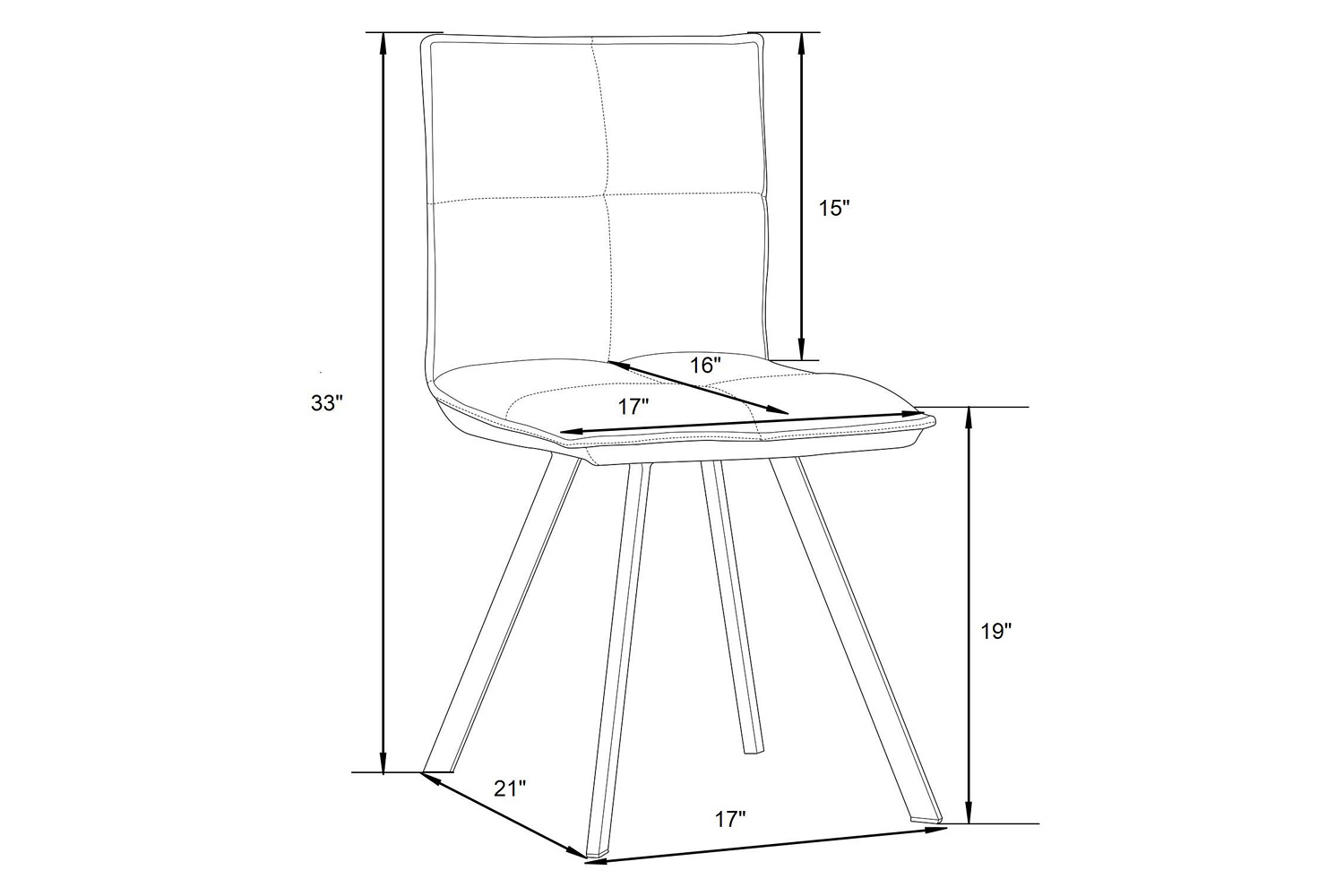 LeisureMod™ Wesley Modern Leather Dining Chair with Metal Legs - Light Brown