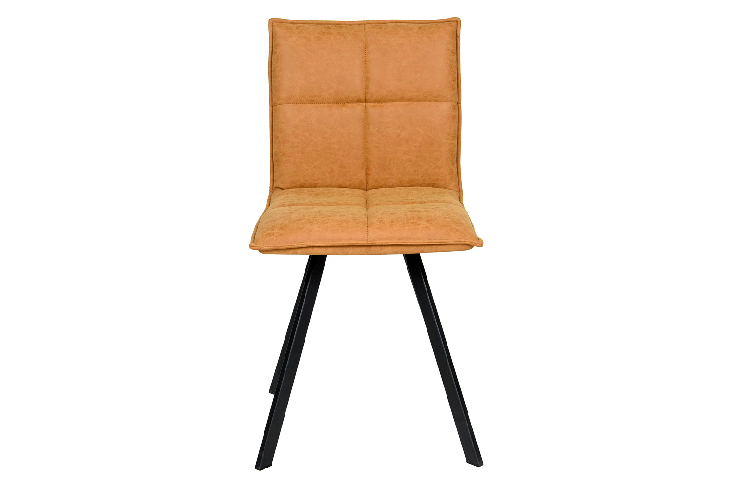 LeisureMod™ Wesley Modern Leather Dining Chair with Metal Legs - Light Brown