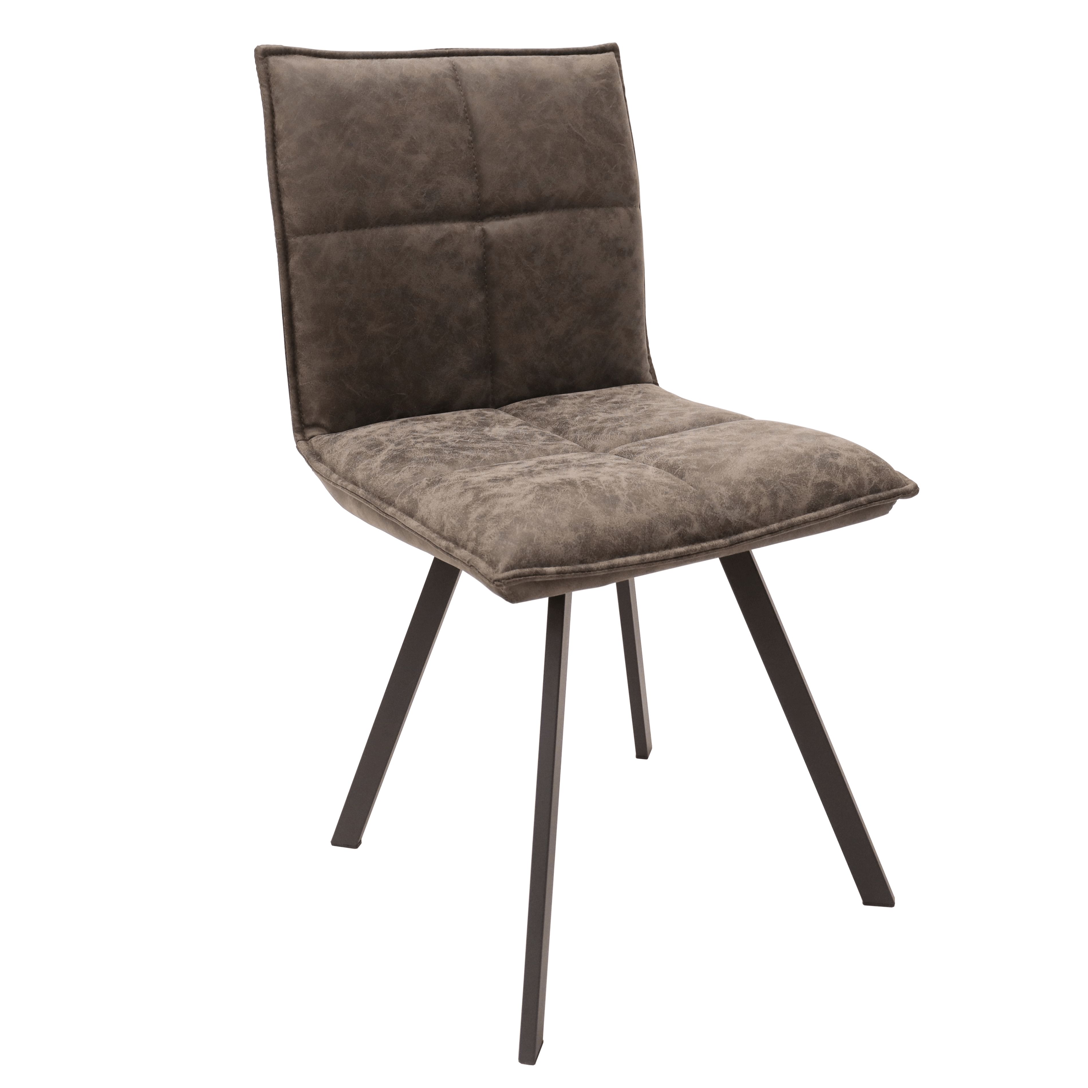 LeisureMod Wesley Modern Leather Dining Chair with Metal Legs