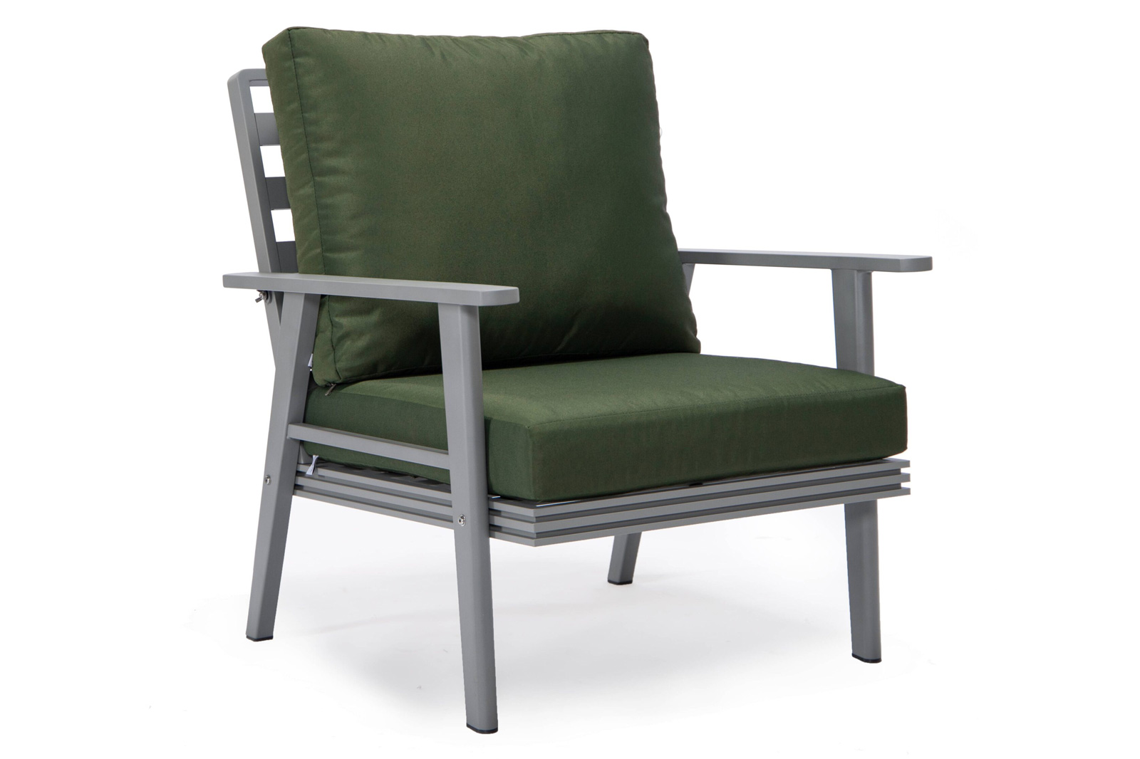 LeisureMod Walbrooke Modern Gray Patio Conversation With Square Fire Pit & Tank Holder - Green