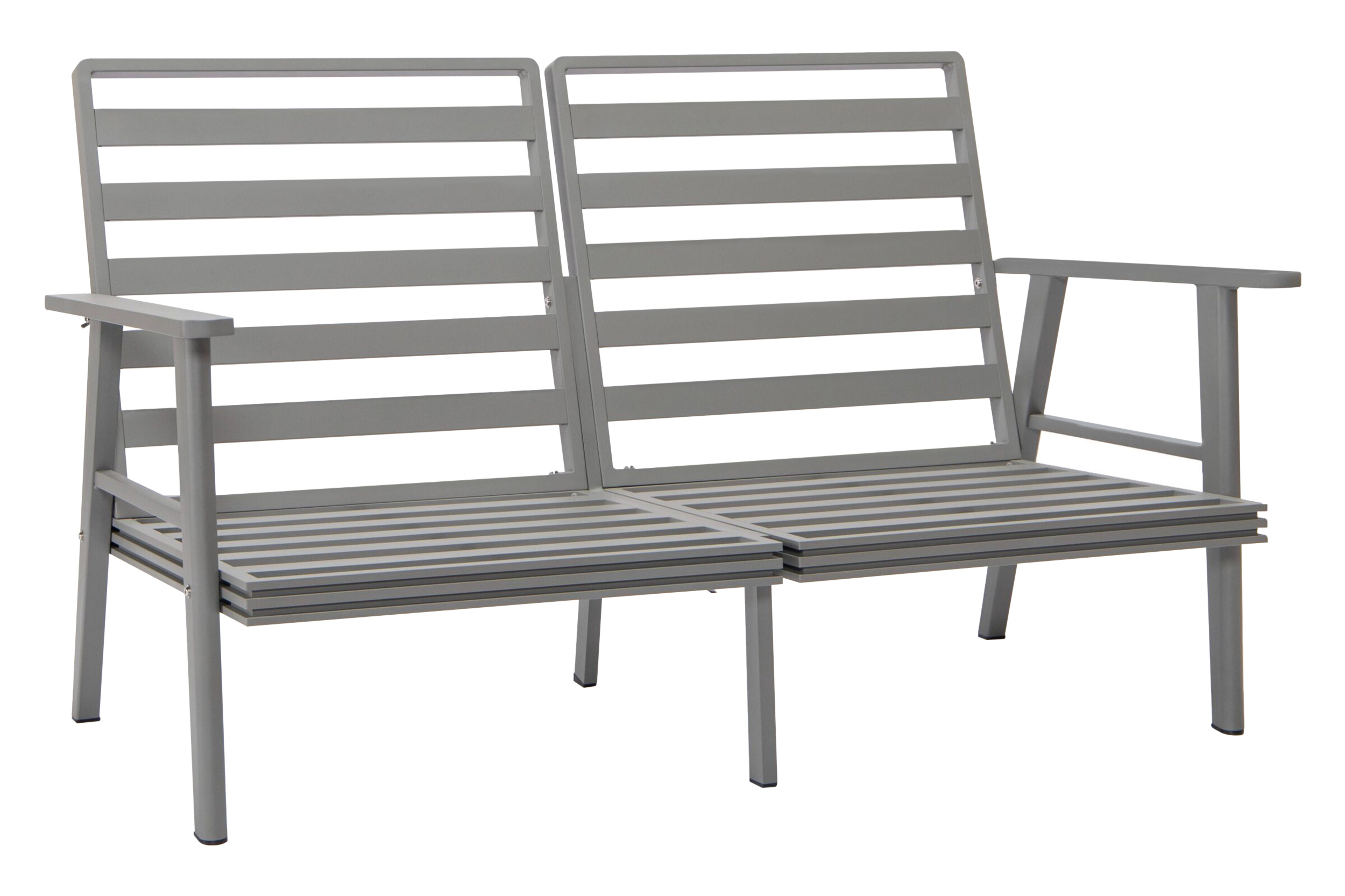 LeisureMod Walbrooke Modern Outdoor Patio Loveseat with Gray Aluminum Frame and Removable Cushions - Beige