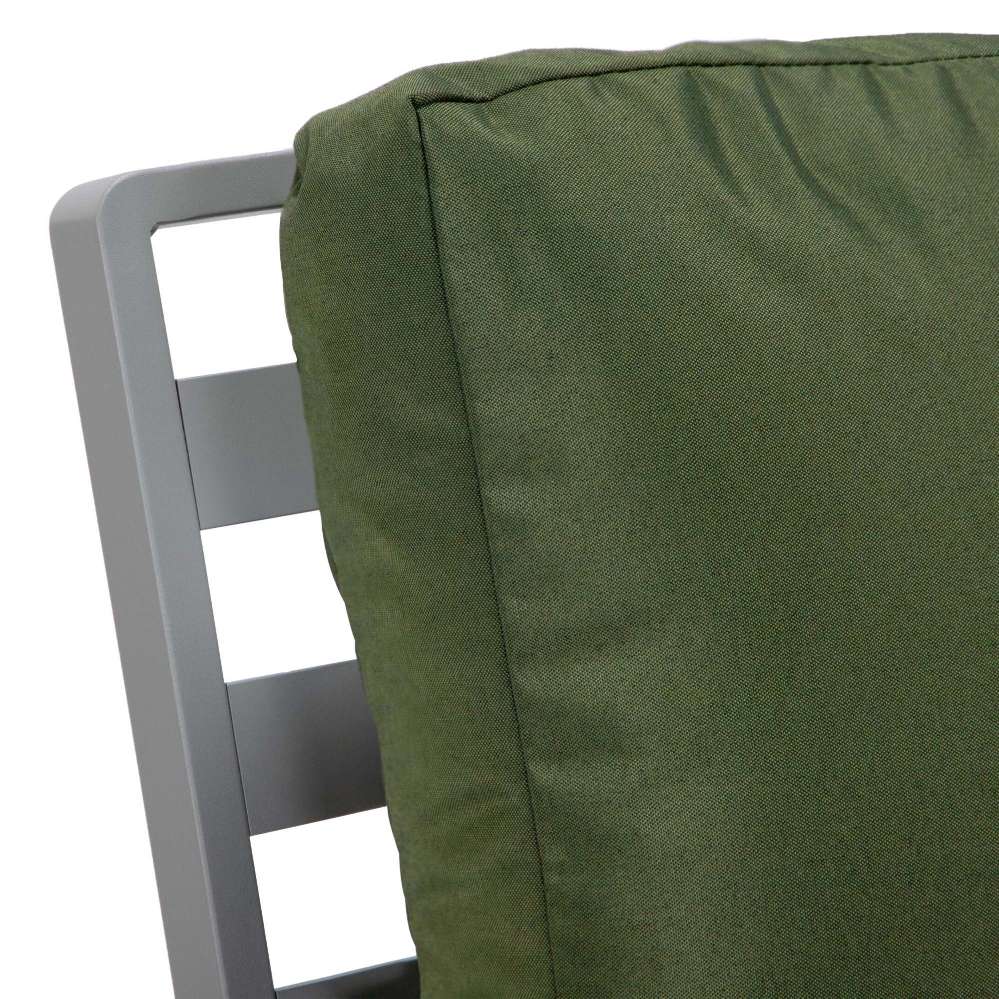 LeisureMod Walbrooke Modern Outdoor Patio Loveseat with Gray Aluminum Frame and Removable Cushions - Green