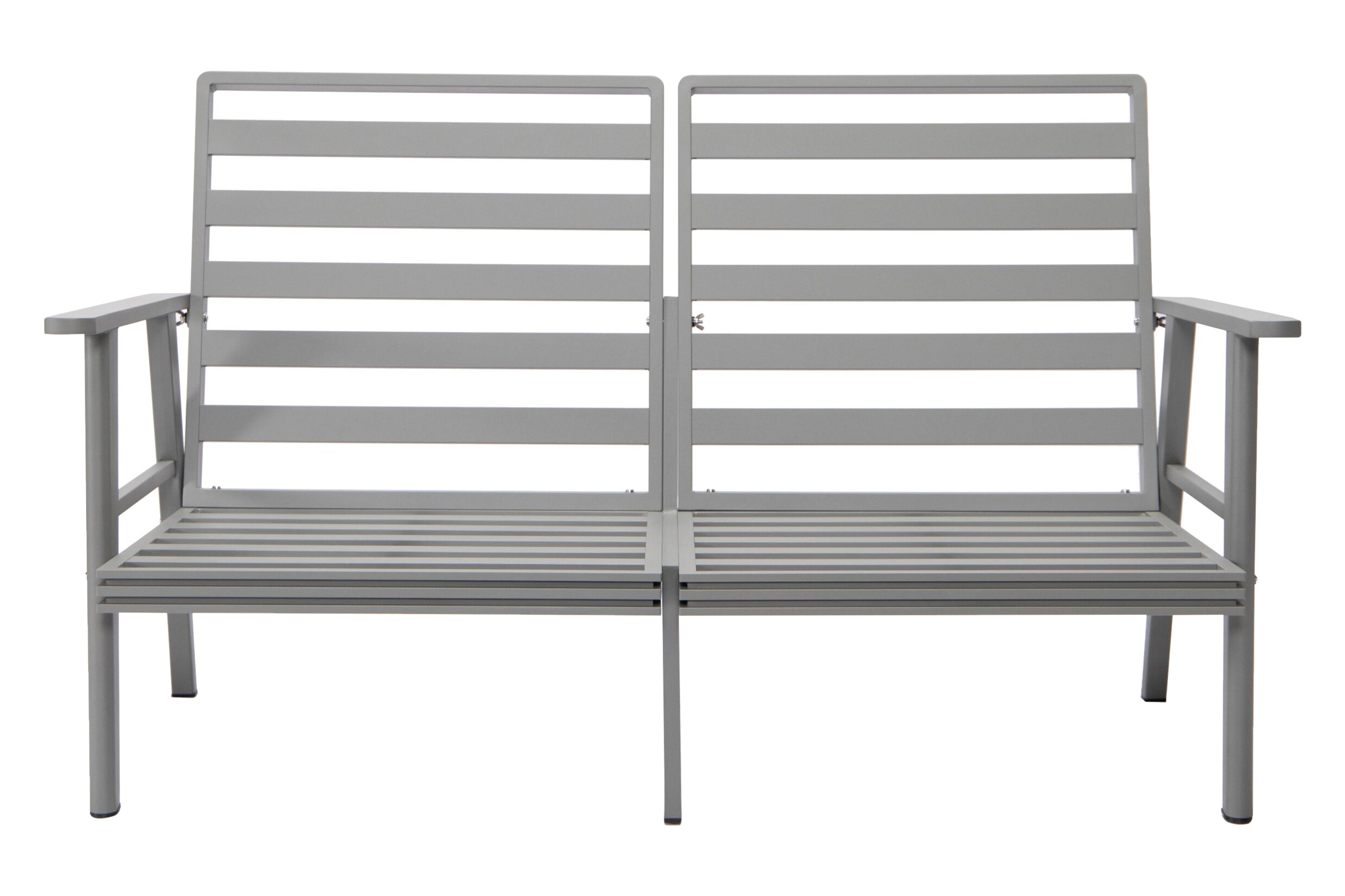 LeisureMod Walbrooke Modern Outdoor Patio Loveseat with Gray Aluminum Frame and Removable Cushions - Gray