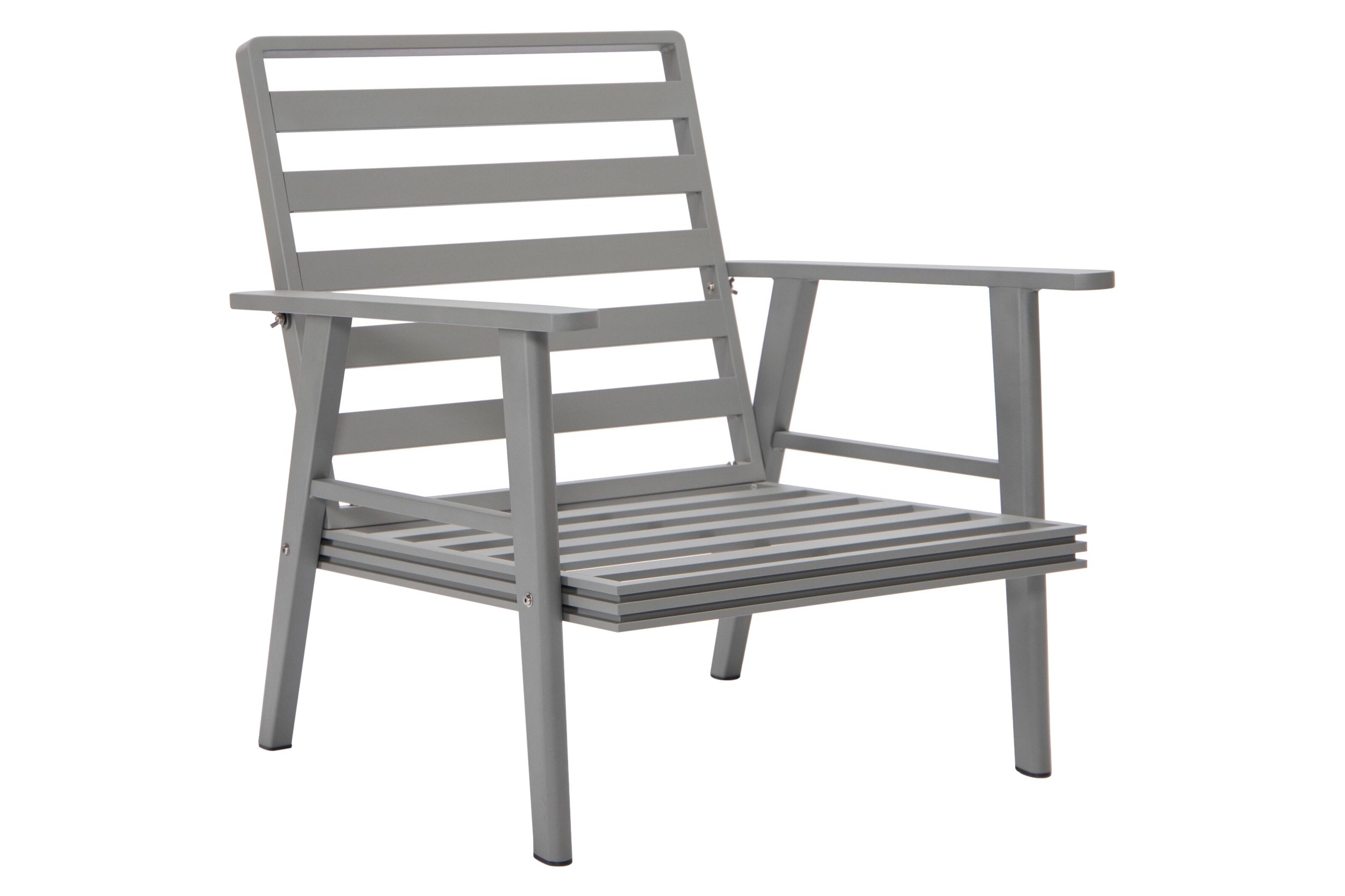 LeisureMod Walbrooke Modern 3-Piece Outdoor Patio Set with Gray Aluminum Frame - Beige