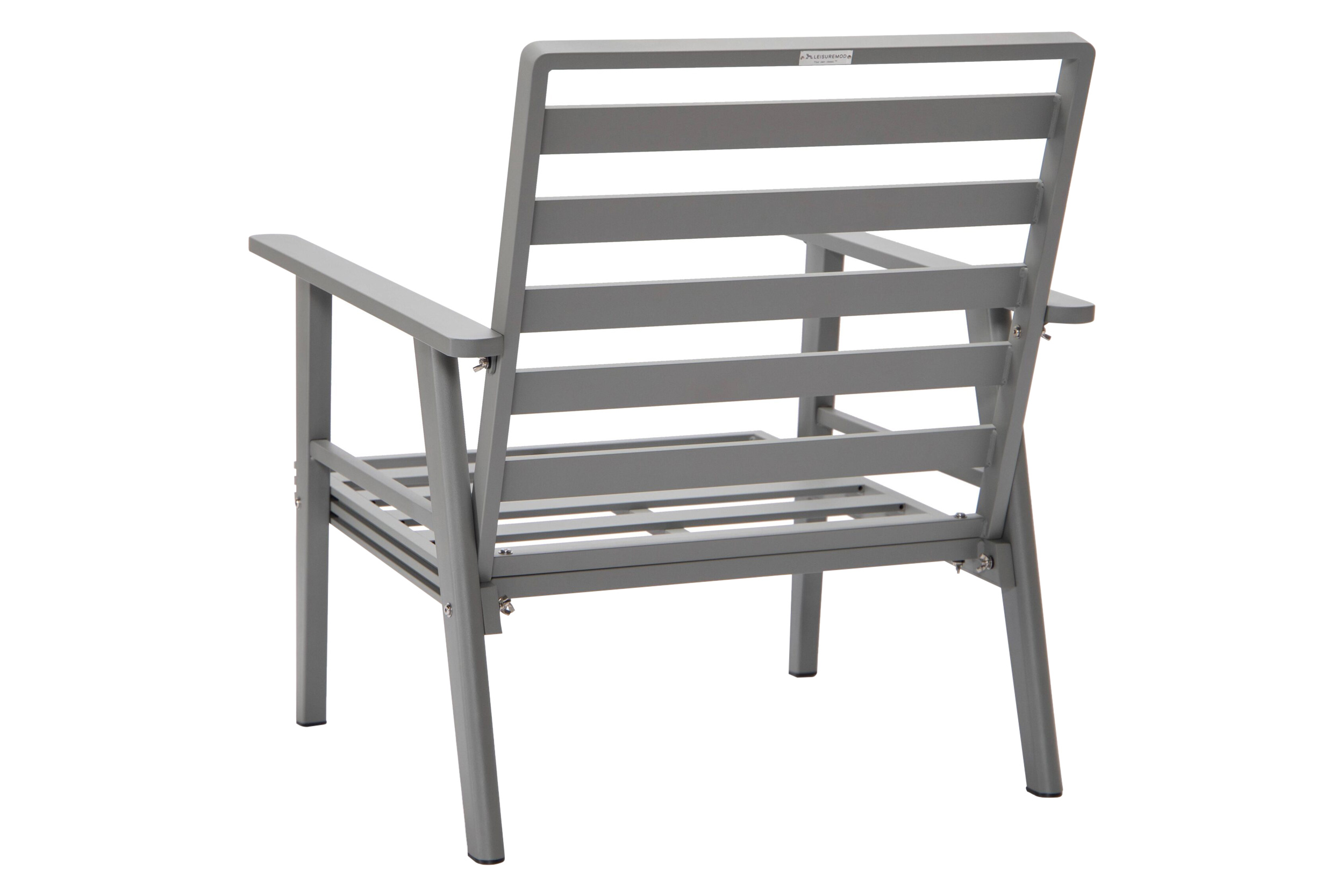 LeisureMod Walbrooke Modern 3-Piece Outdoor Patio Set with Gray Aluminum Frame - Beige