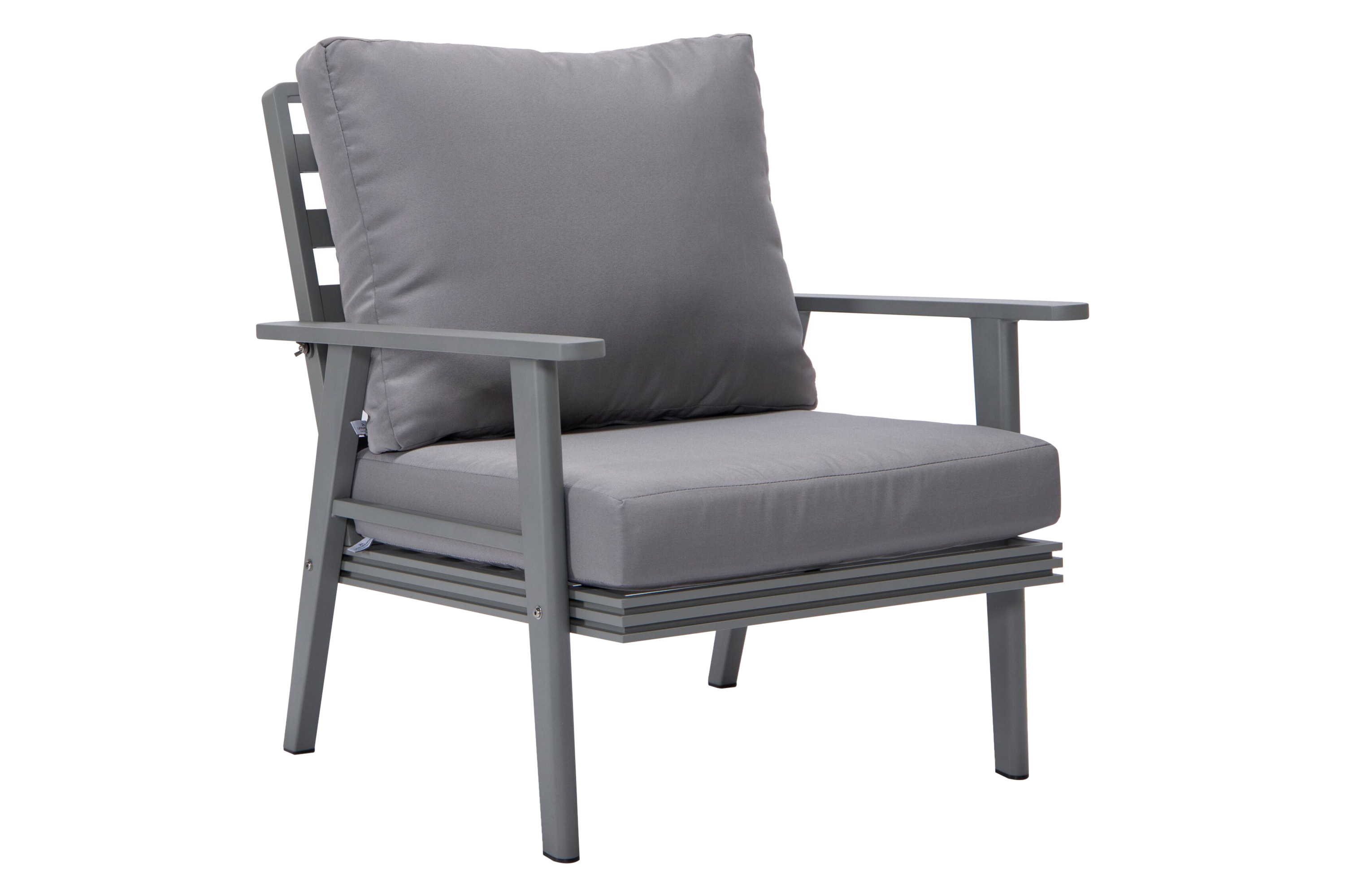 LeisureMod Walbrooke Modern 3-Piece Outdoor Patio Set with Gray Aluminum Frame - Gray