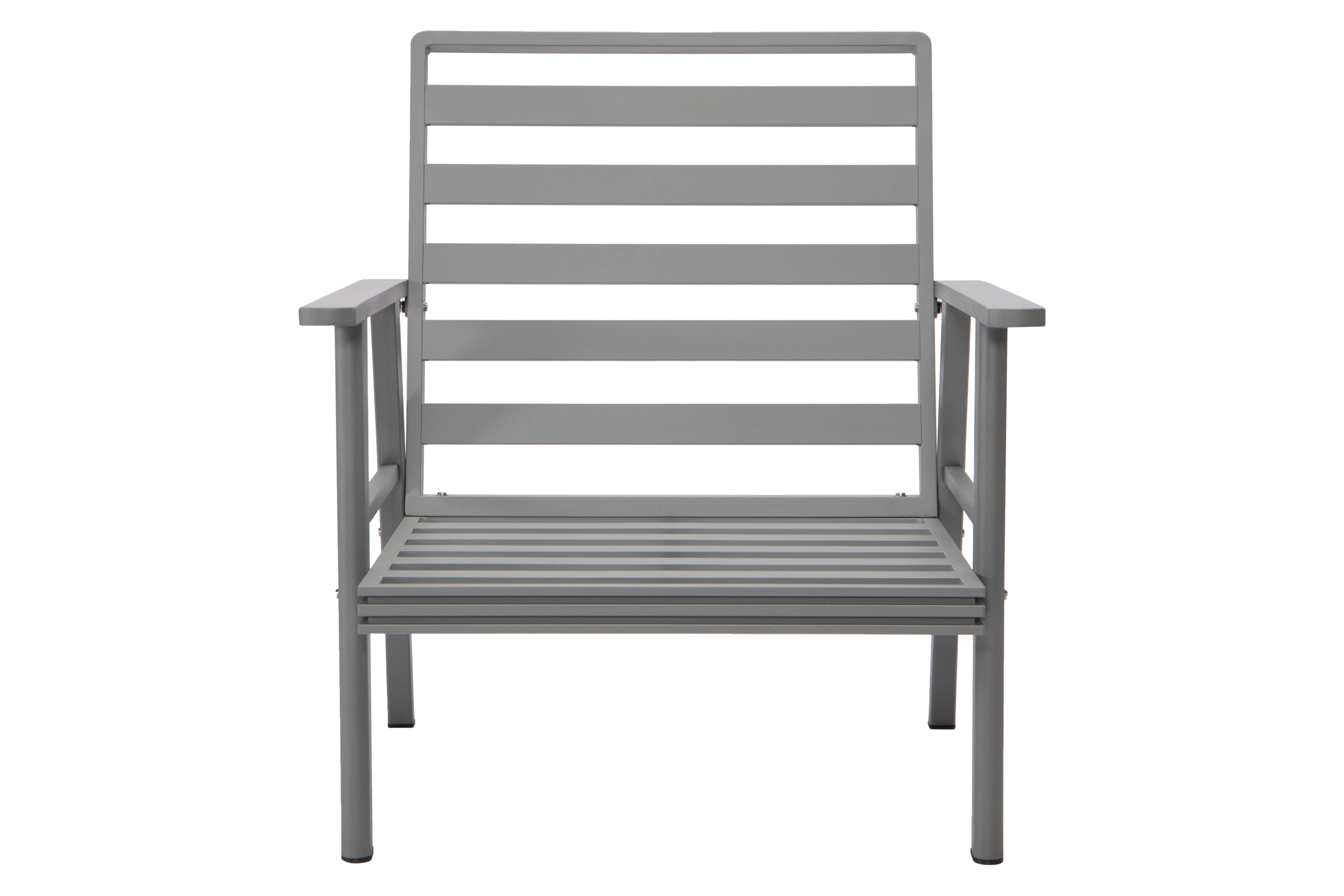 LeisureMod Walbrooke Modern 3-Piece Outdoor Patio Set with Gray Aluminum Frame - Light Gray