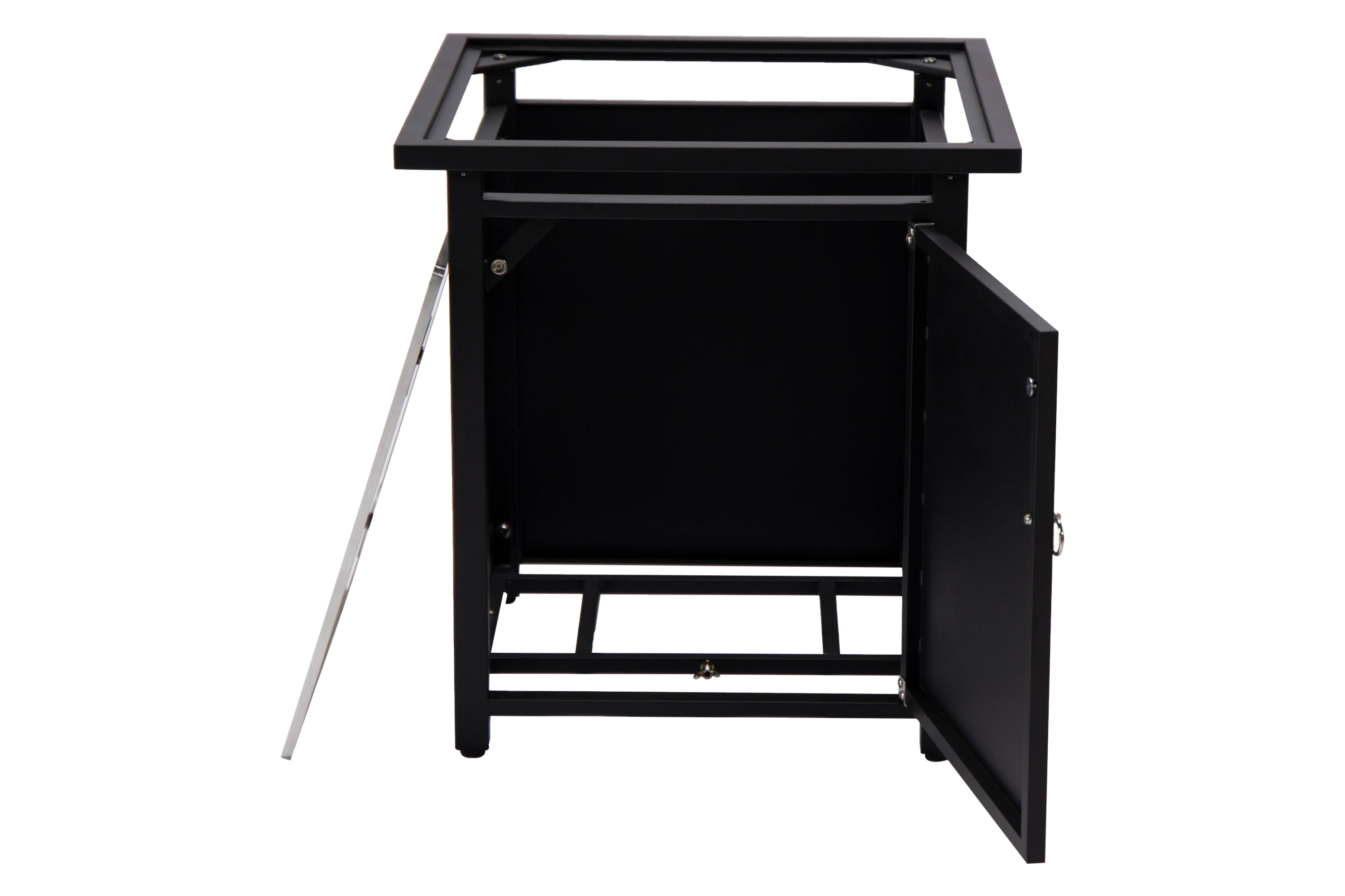 LeisureMod Walbrooke Modern Square Tank Holder Table with Tempered Glass Top and Powder Coated Aluminum - Black