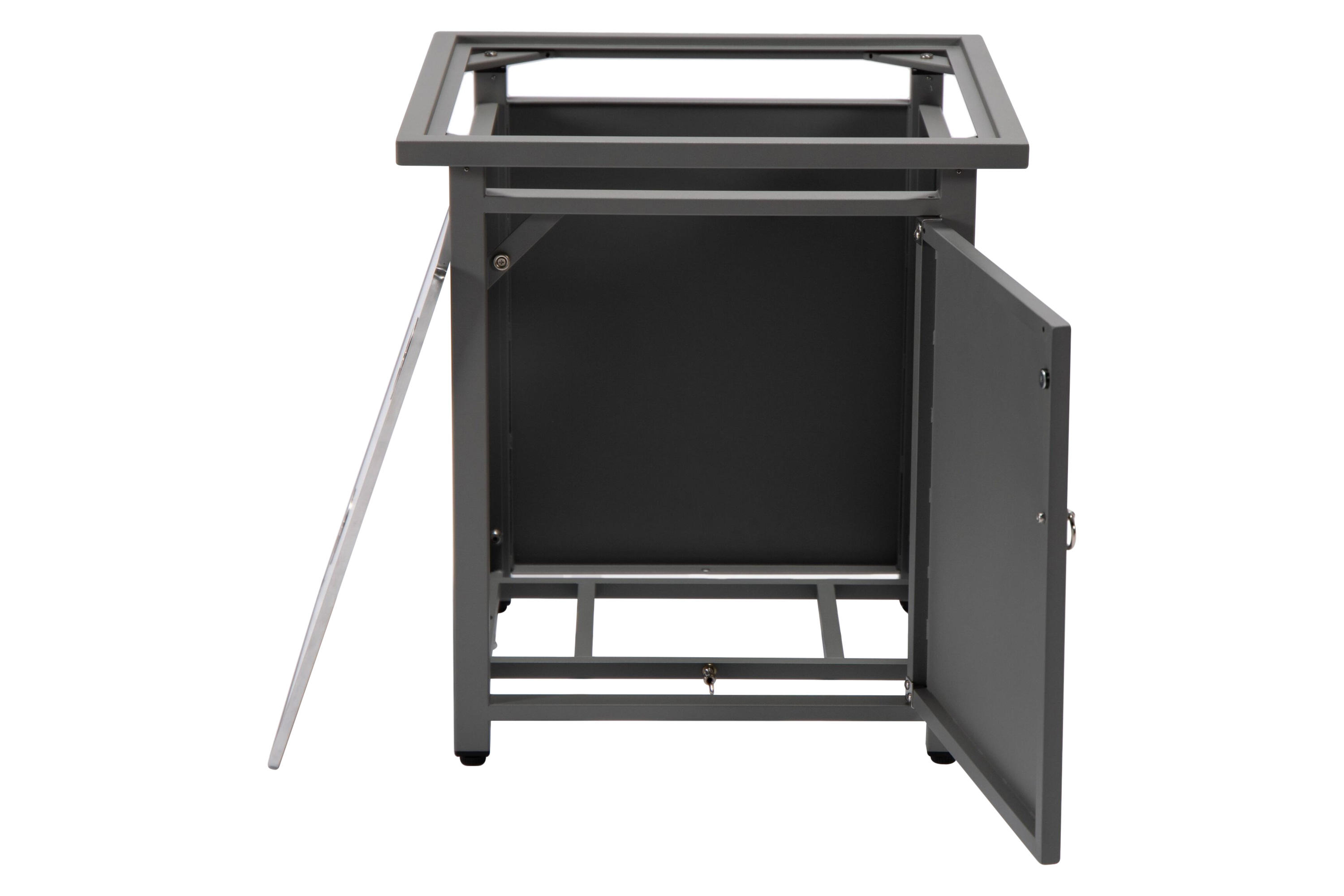 LeisureMod Walbrooke Modern Square Tank Holder Table with Tempered Glass Top and Powder Coated Aluminum - Gray