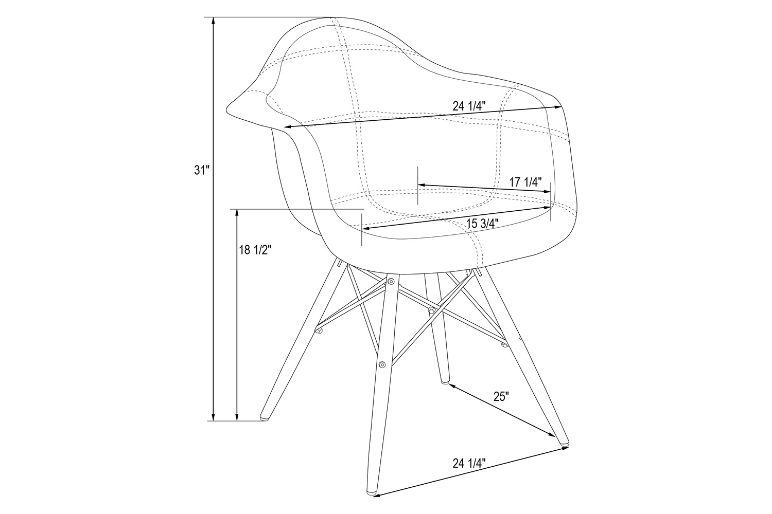 LeisureMod™ Willow Fabric Eiffel Accent Chair with Chrome Base - Patchwork