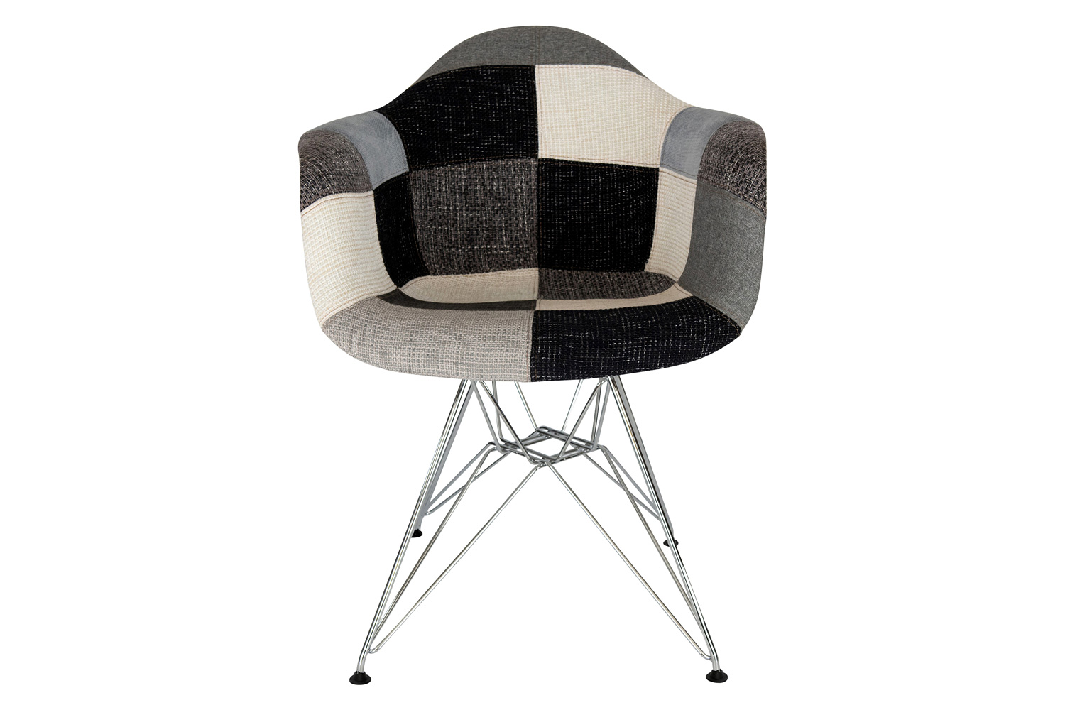 LeisureMod™ Willow Fabric Eiffel Accent Chair with Chrome Base - Patchwork